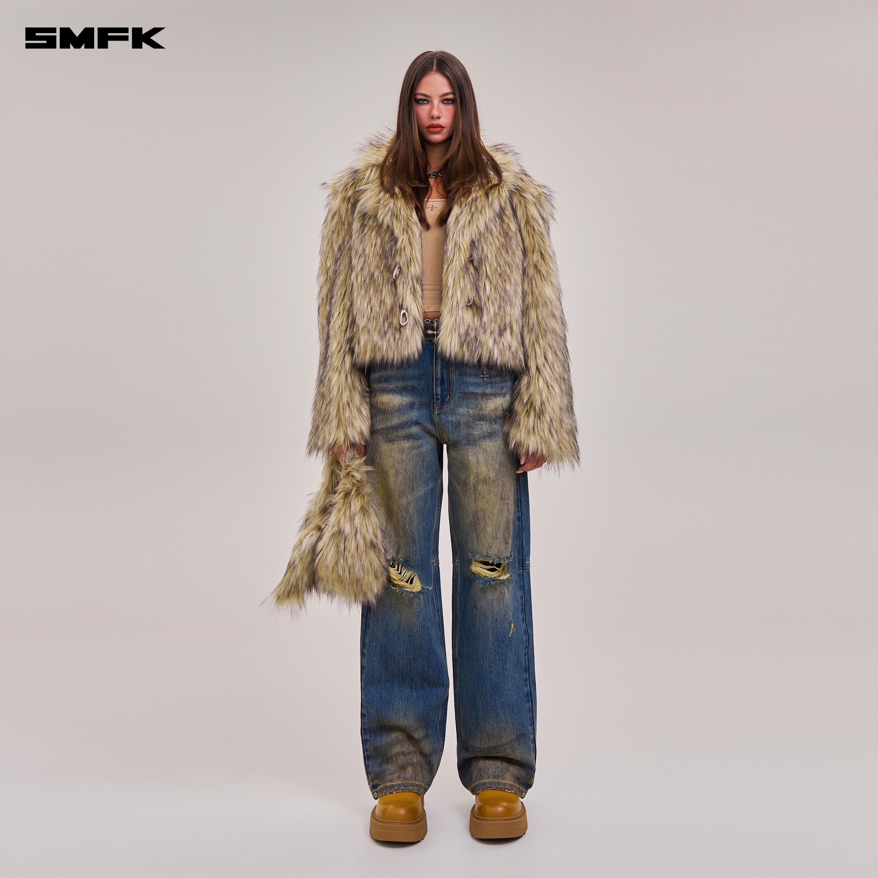 COMPASS MODE WASTELAND LOOSE STRAIGHT DENIM PANTS WASTELAND BLUE