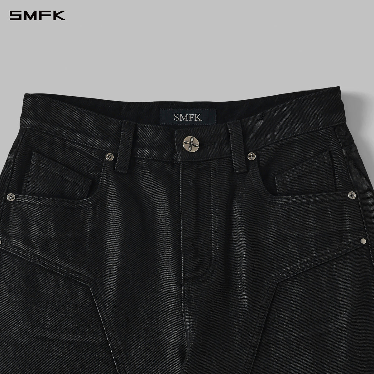 COMPASS MIRAGE FLARED DENIM PANTS/COTTON/W INK BLACK