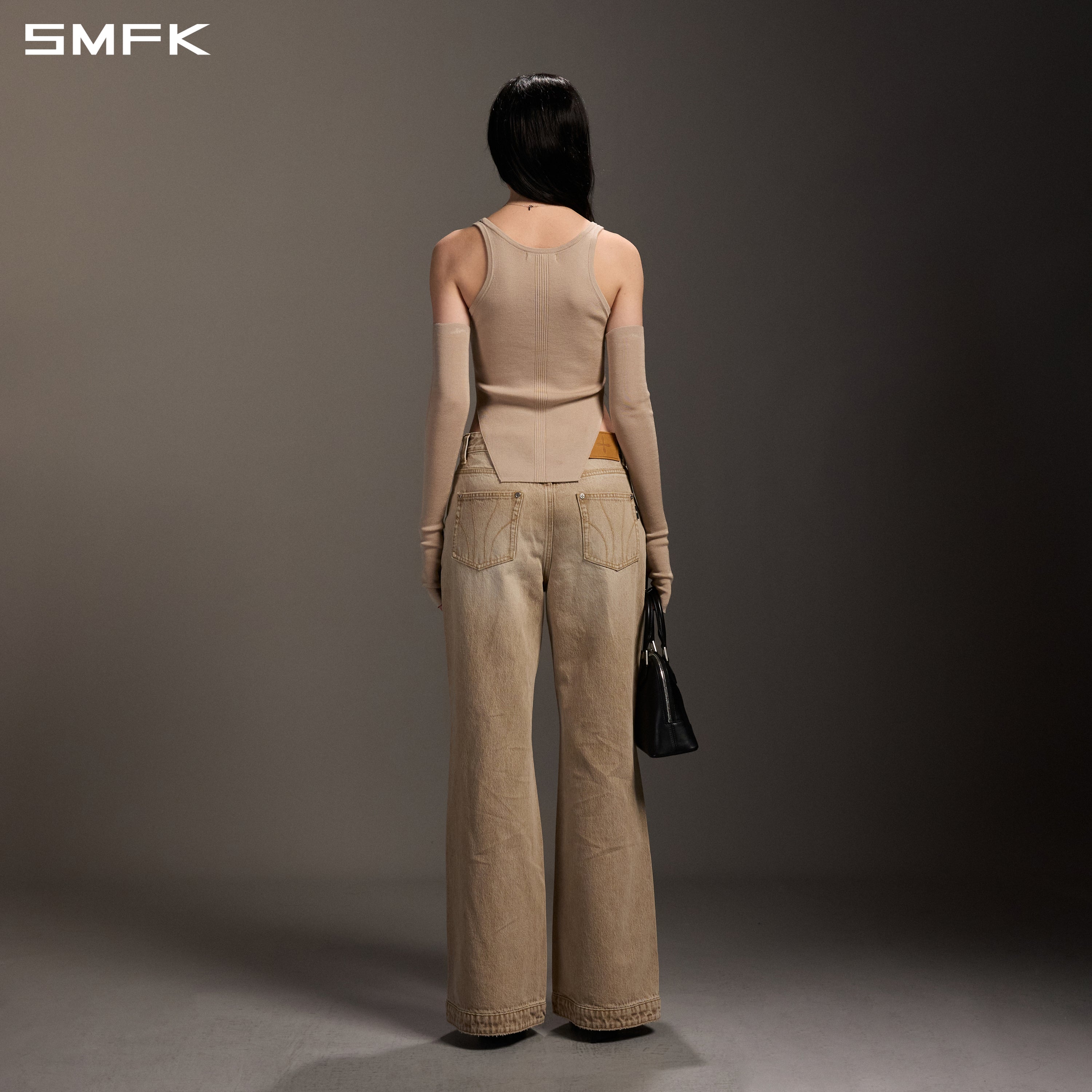COMPASS MIRAGE FLARED DENIM PANTS/COTTON/W FRESH SKIN