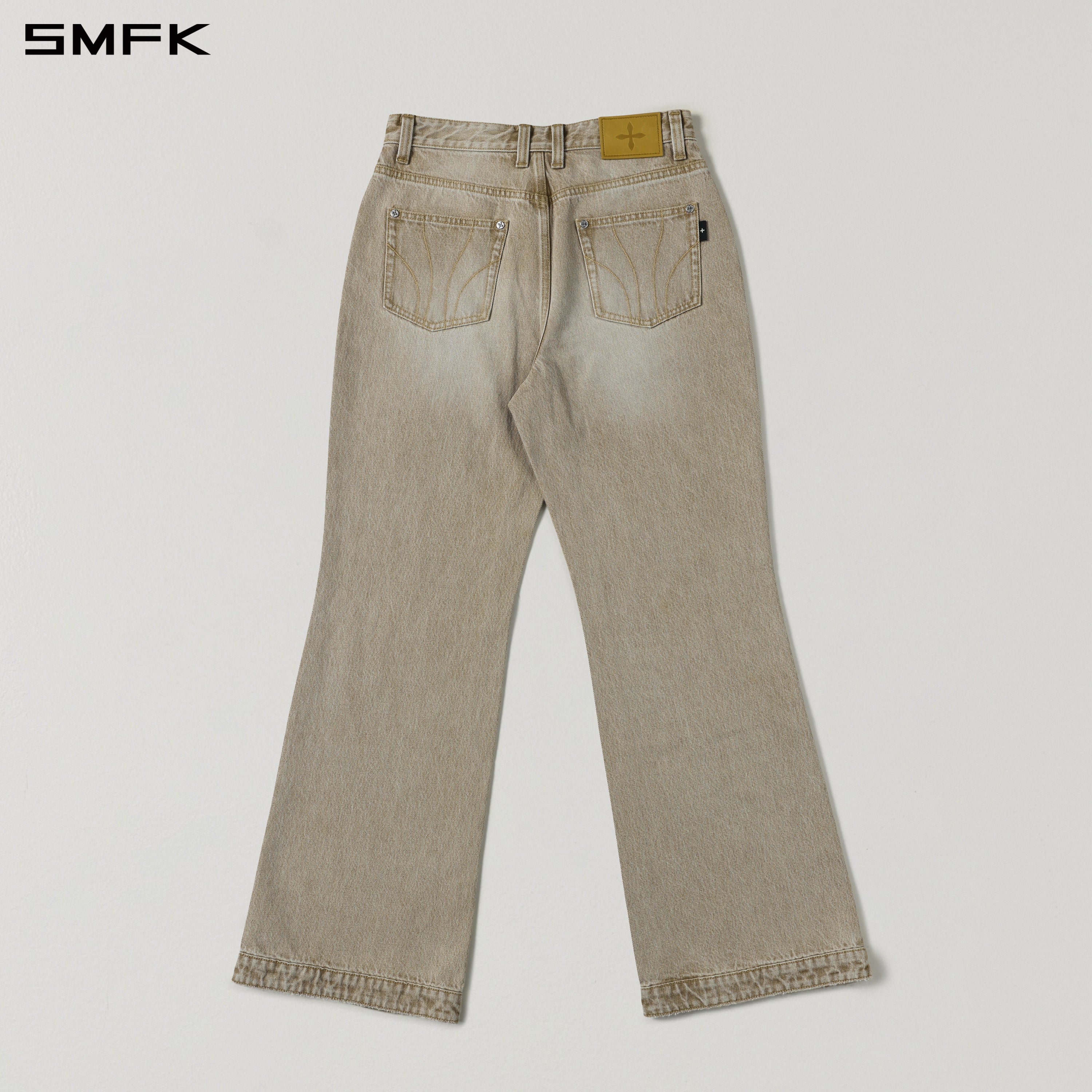 COMPASS MIRAGE FLARED DENIM PANTS/COTTON/W FRESH SKIN