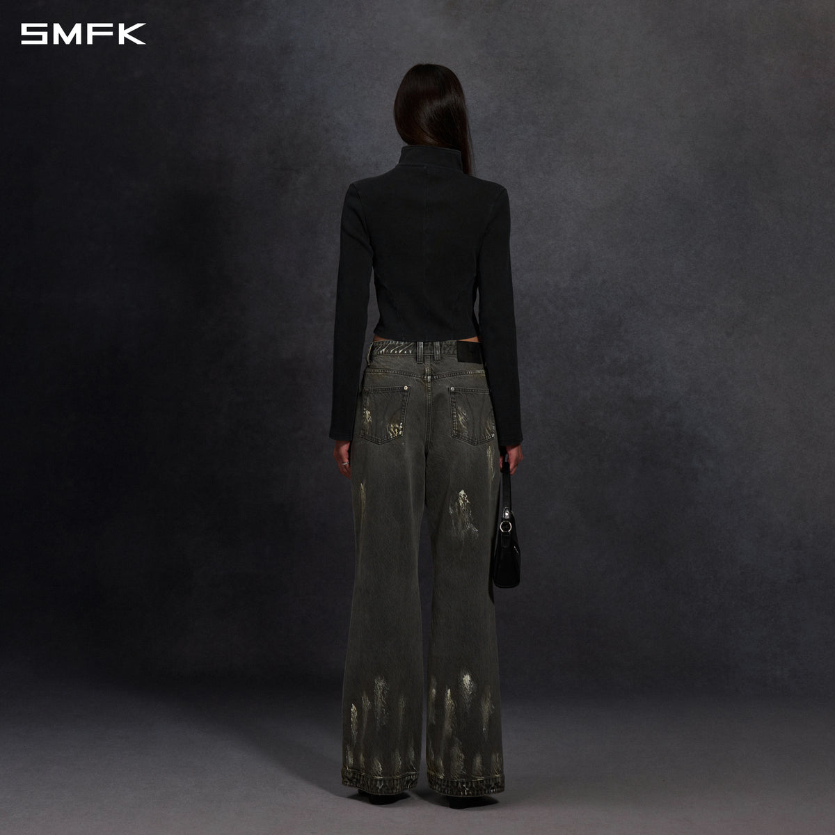 COMPASS MIRAGE FLARED DENIM PANTS/COTTON/W STORM GREY