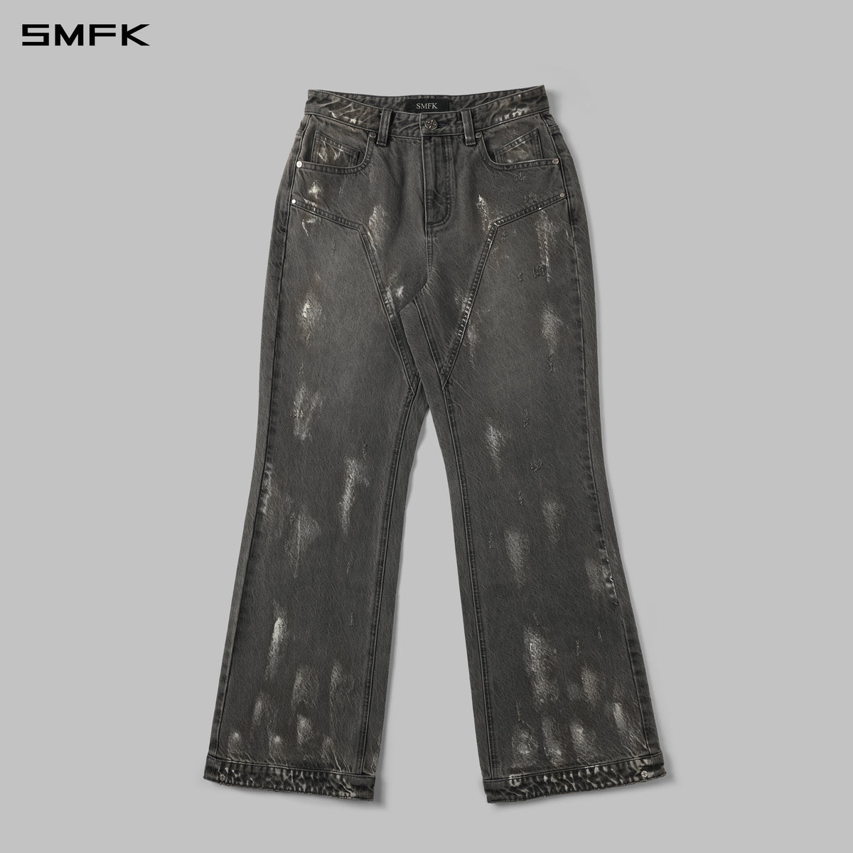 COMPASS MIRAGE FLARED DENIM PANTS/COTTON/W STORM GREY