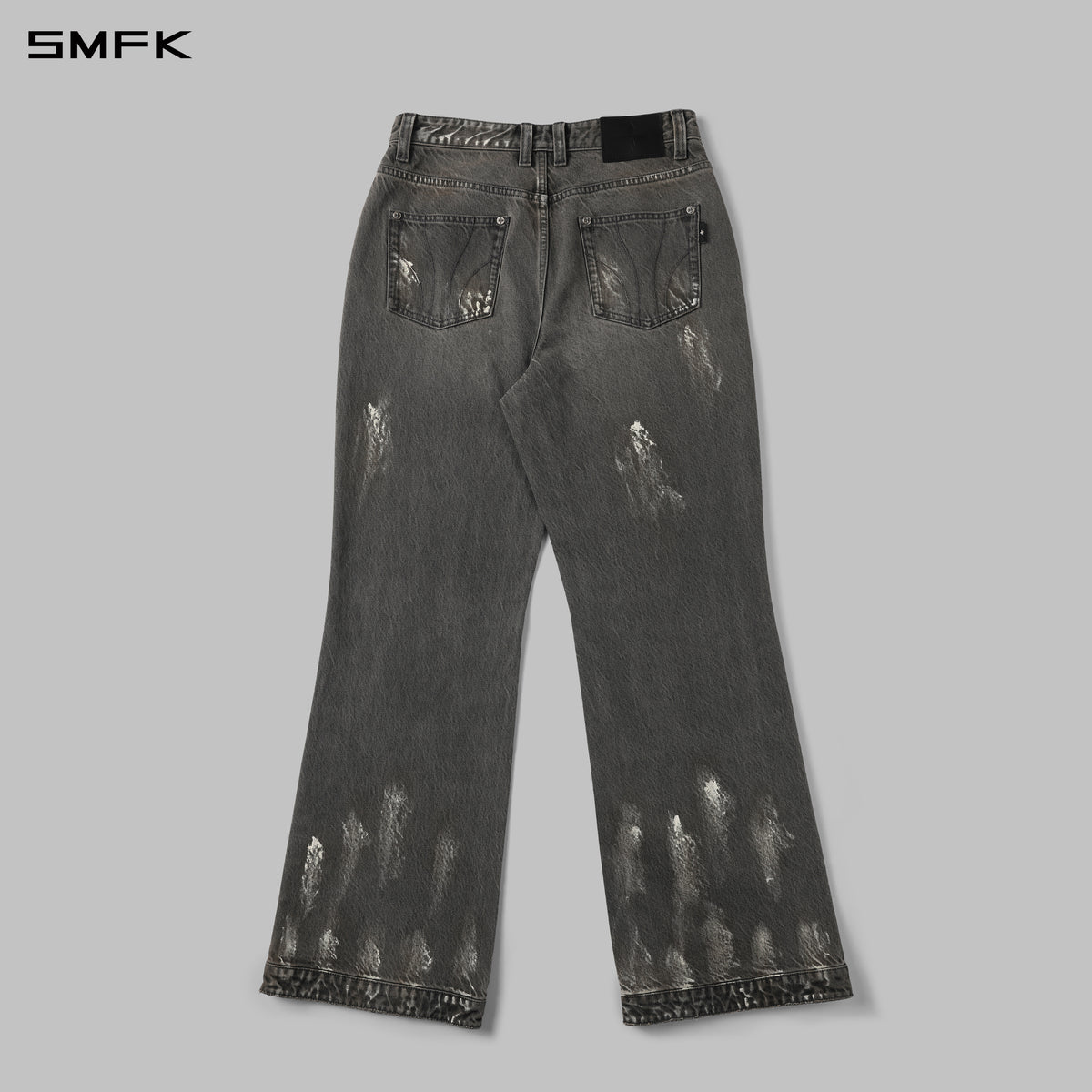 COMPASS MIRAGE FLARED DENIM PANTS/COTTON/W STORM GREY