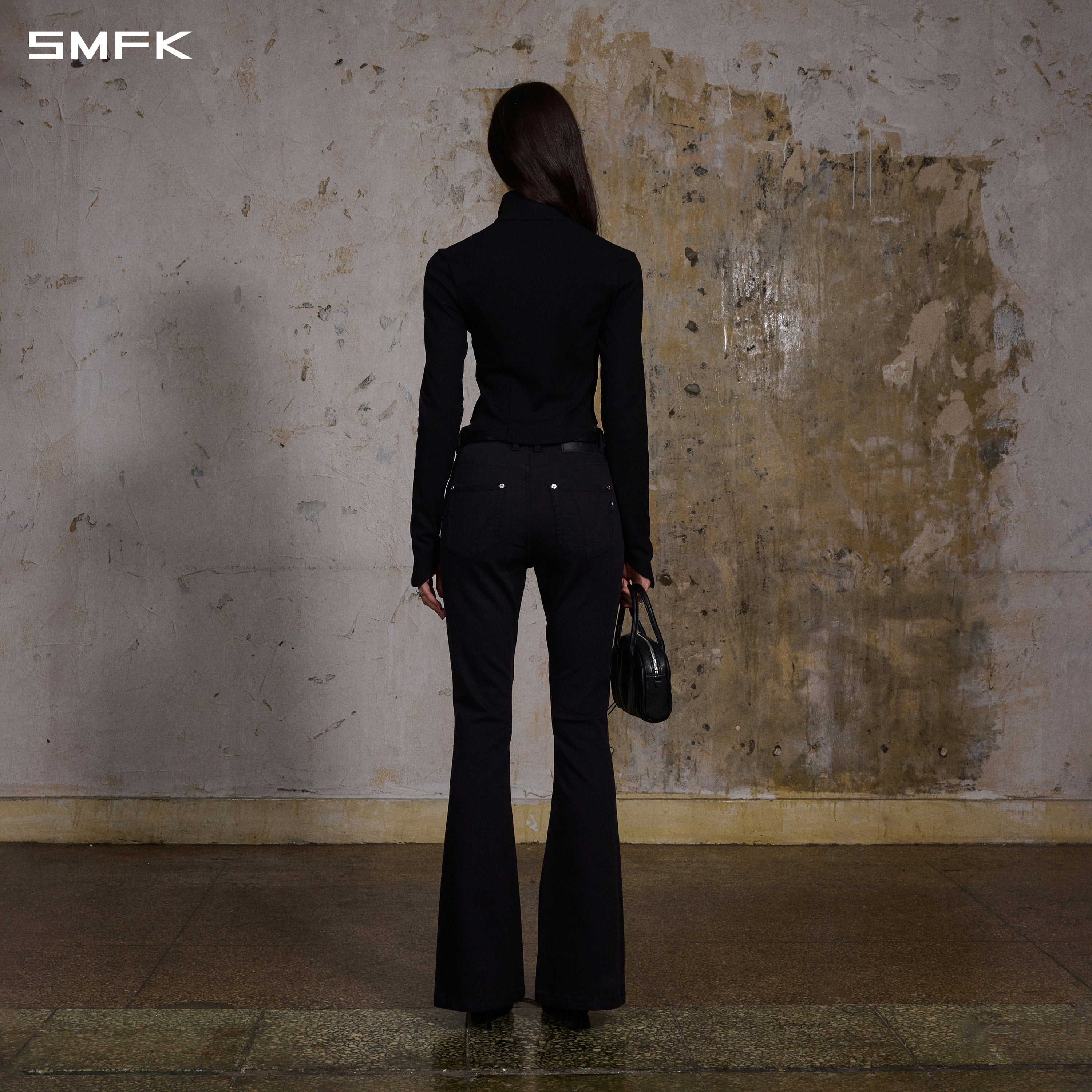 MIRAGE PRISM FLARED DENIM PANTS/E-COTTON WILD BLACK