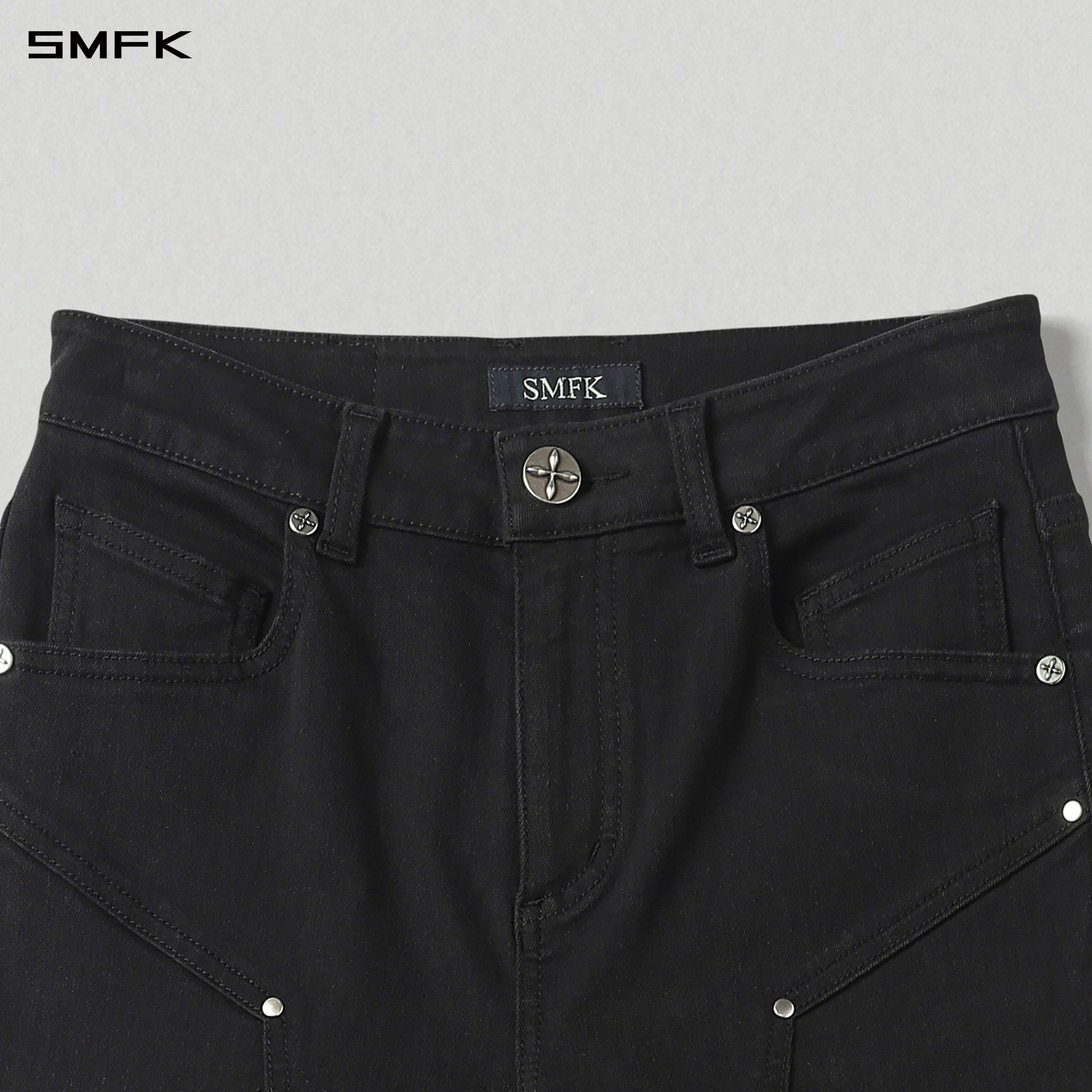 MIRAGE PRISM FLARED DENIM PANTS/E-COTTON WILD BLACK