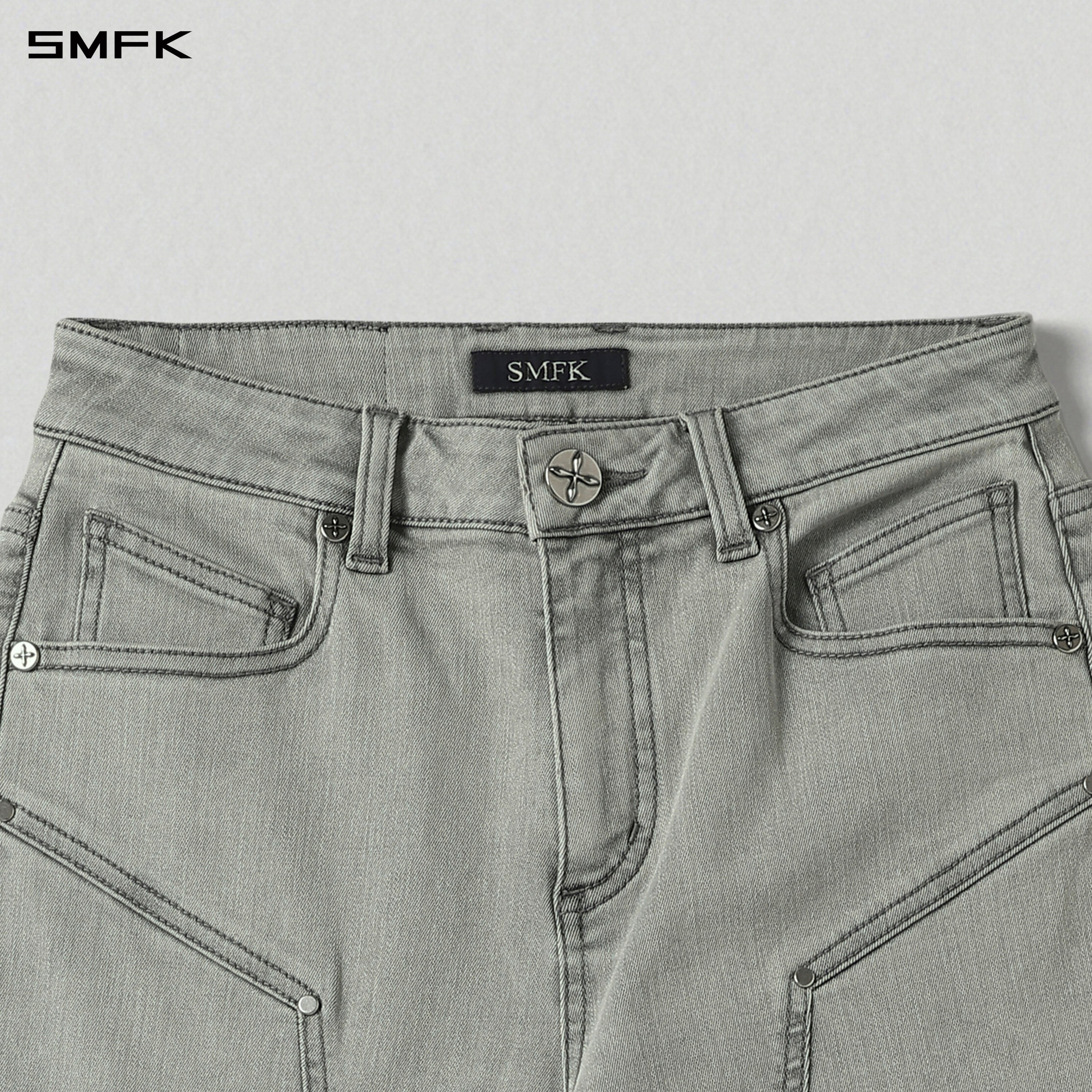 MIRAGE PRISM FLARED DENIM PANTS/E-COTTON GLACIER GREY