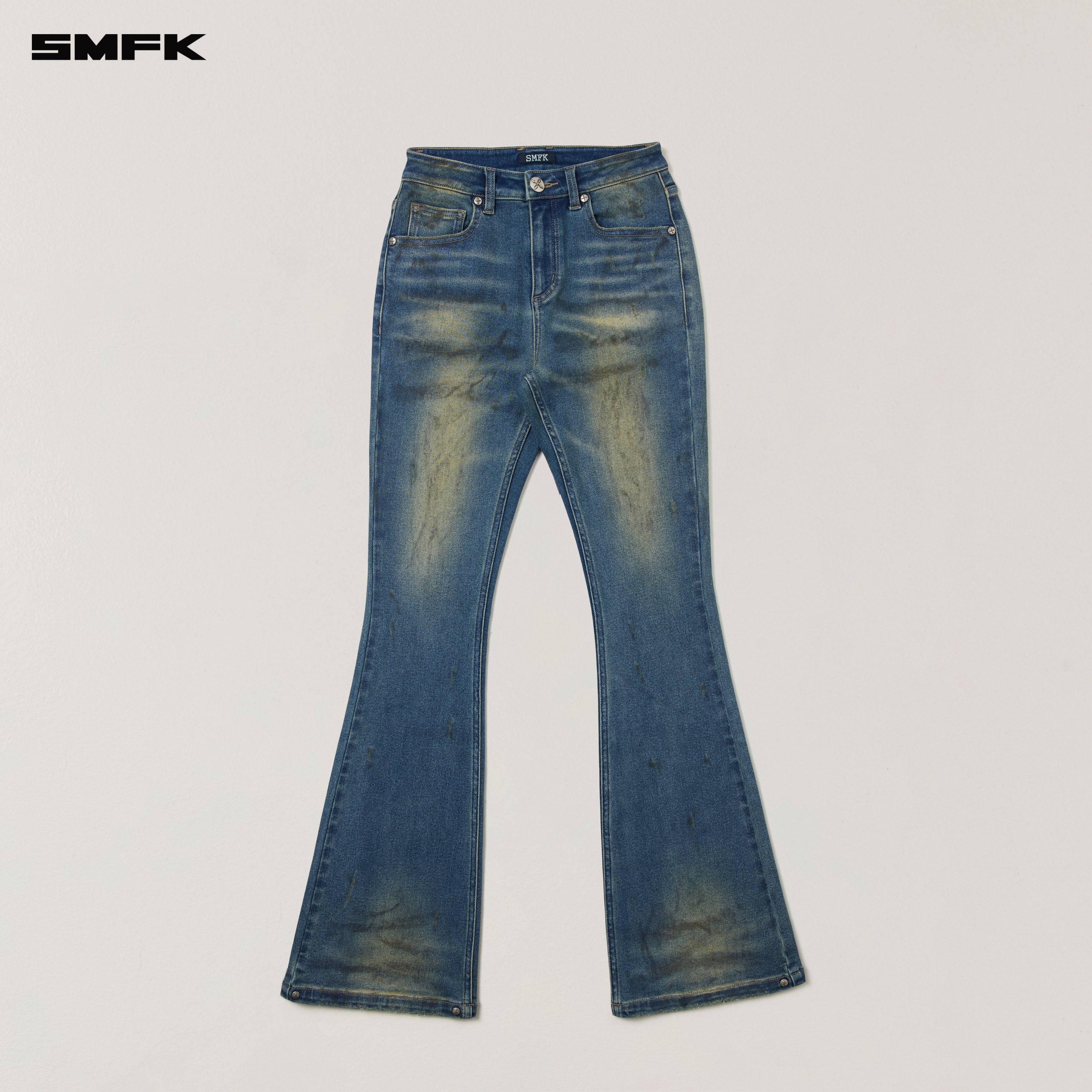 COMPASS MODE WASTELAND STORM HANDPAINTED DENIM PANTS WASTELAND BLUE