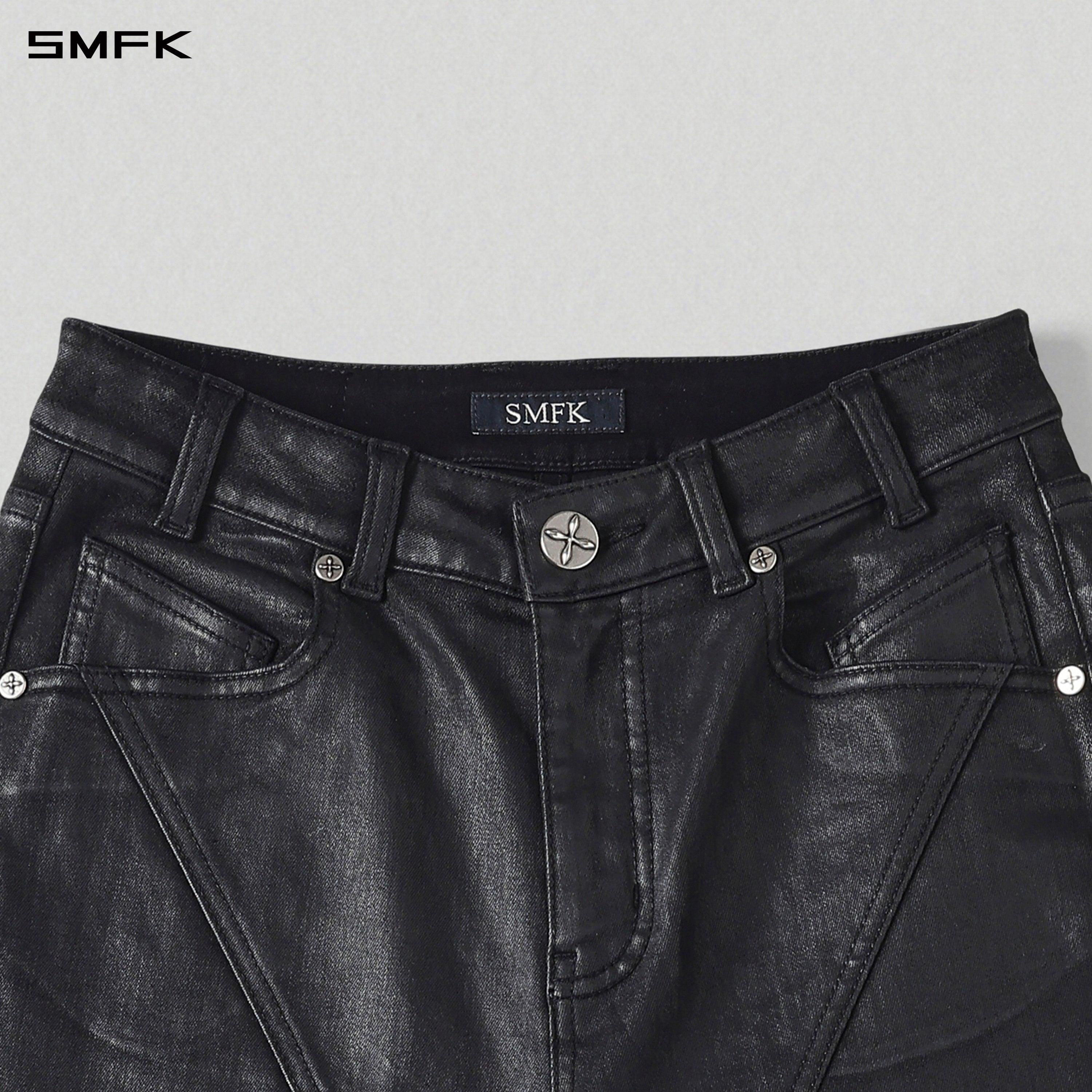 MIRAGE UPSIDE-DOWN DENIM PANTS/COTTON+T400SPANDEX/W INK BLACK