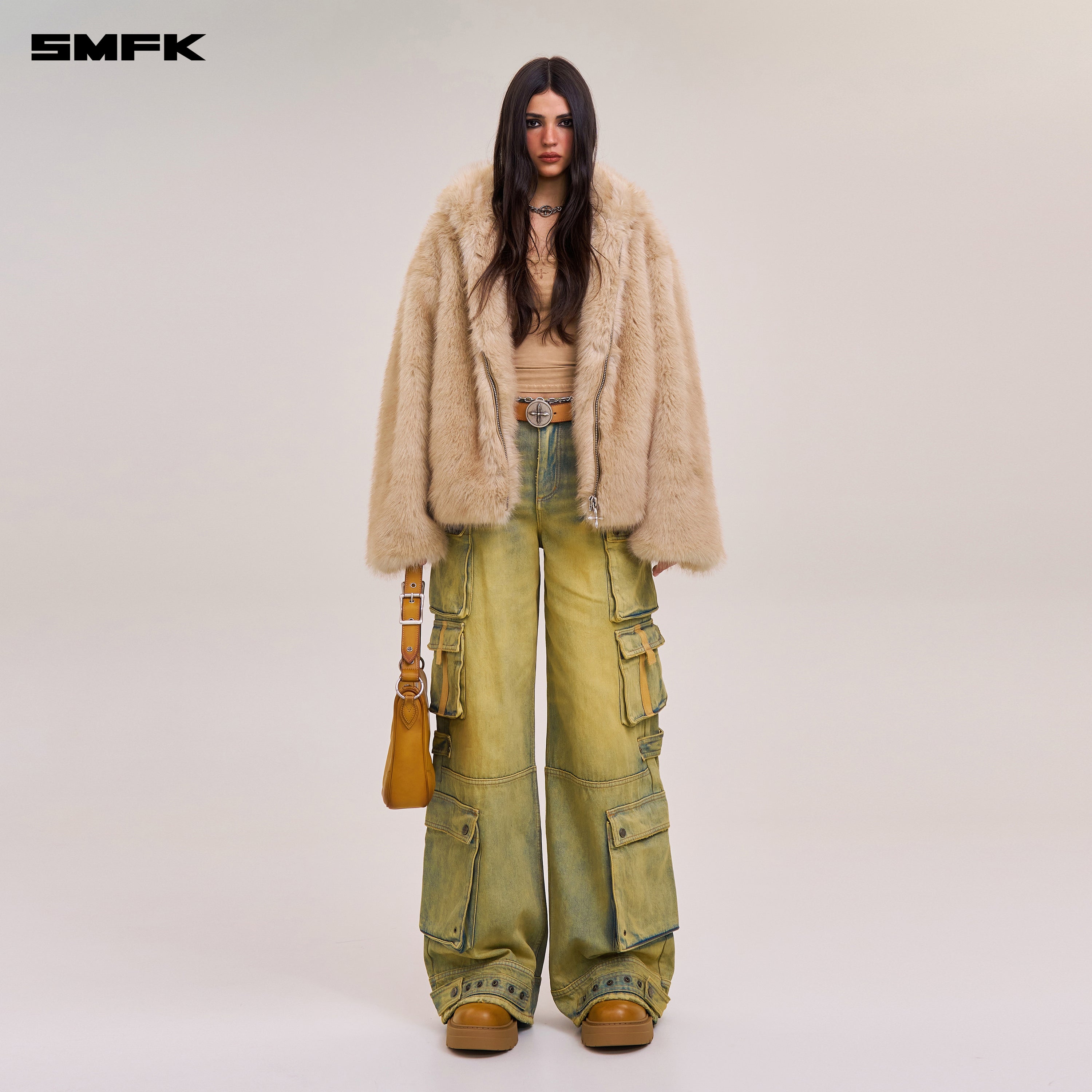 COMPASS WILD HORSE MULTI POCKETS DENIM PANTS CHEESE