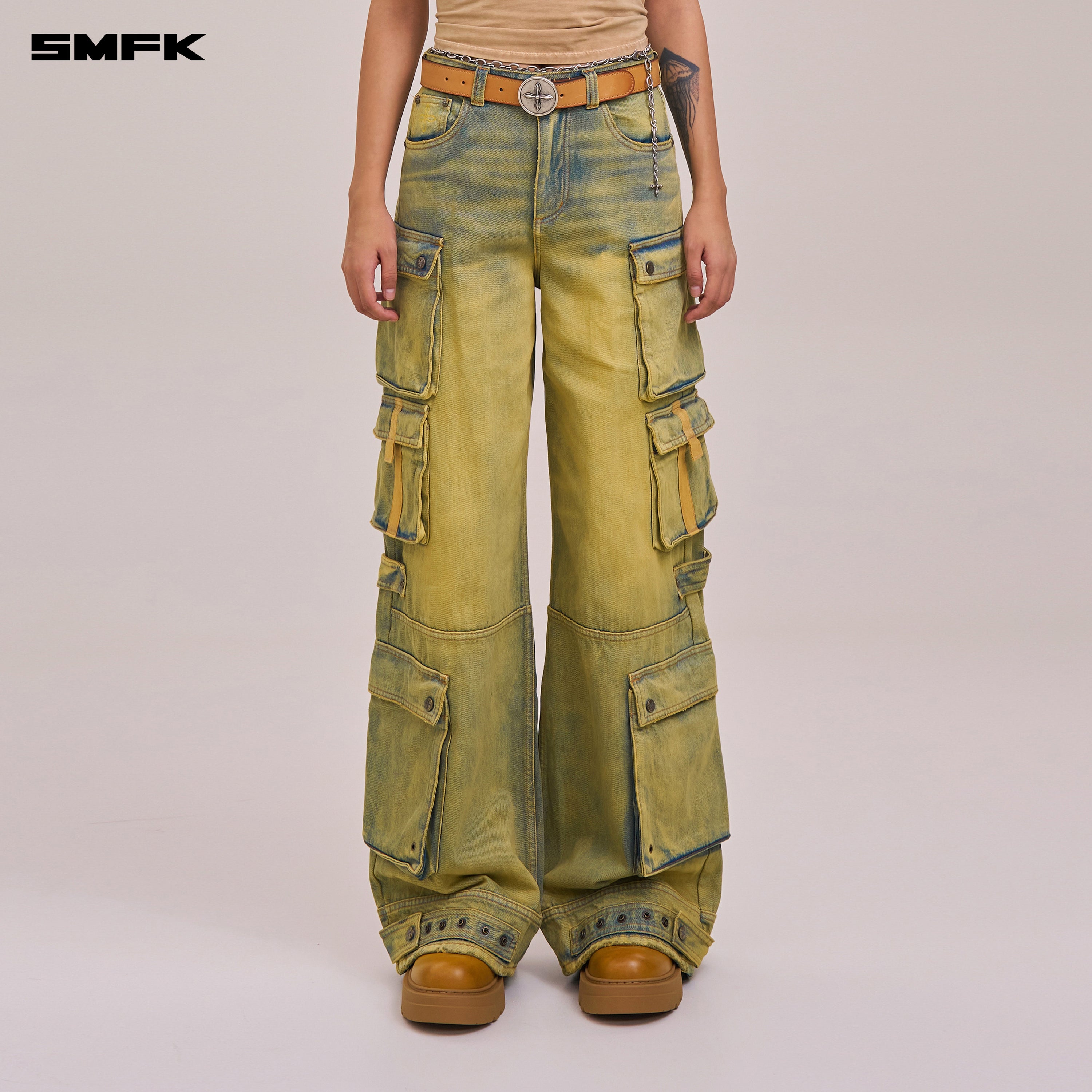 COMPASS WILD HORSE MULTI POCKETS DENIM PANTS CHEESE