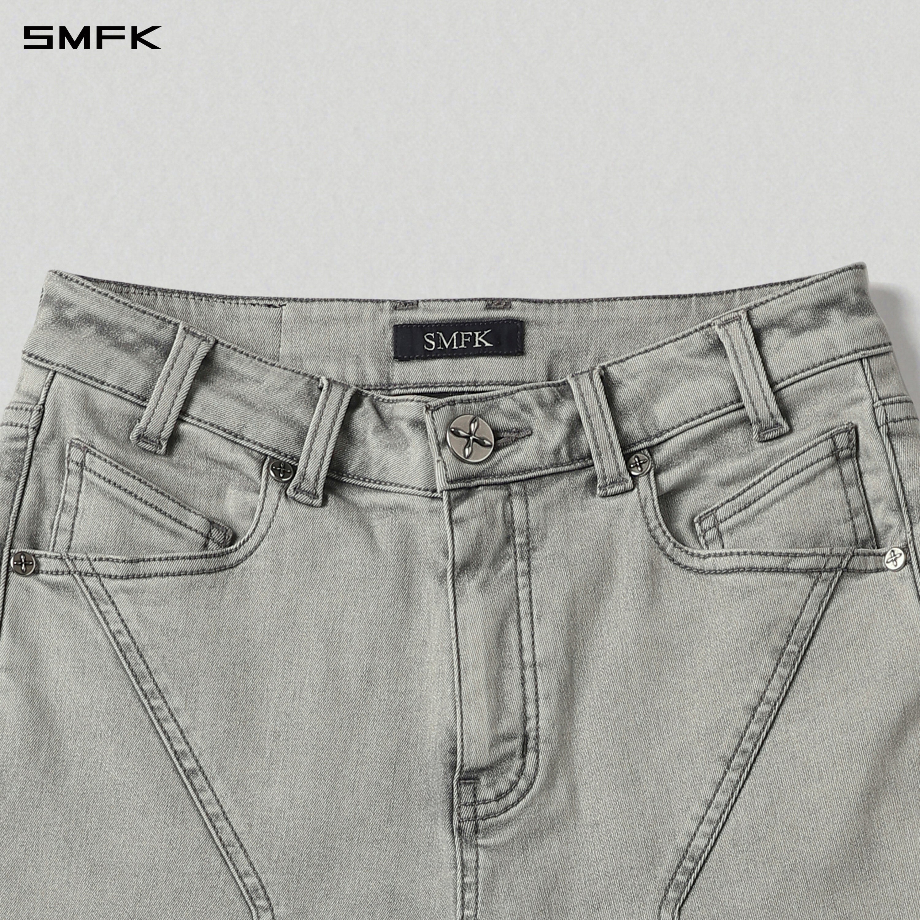 MIRAGE UPSIDE-DOWN DENIM PANTS/COTTON+T400SPANDEX/W GLACIER GREY