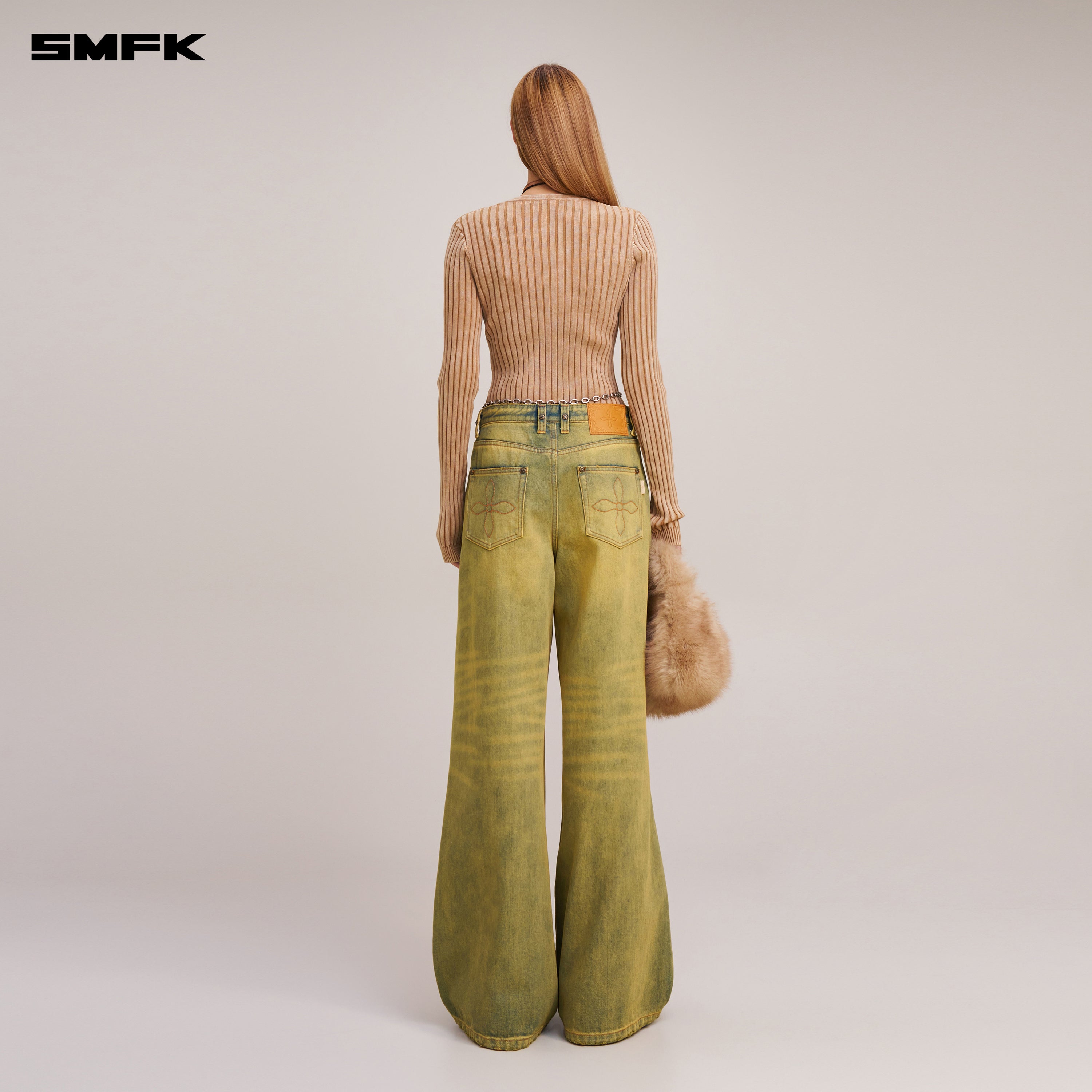 COMPASS WILD HORSE LOOSE DENIM PANTS CHEESE