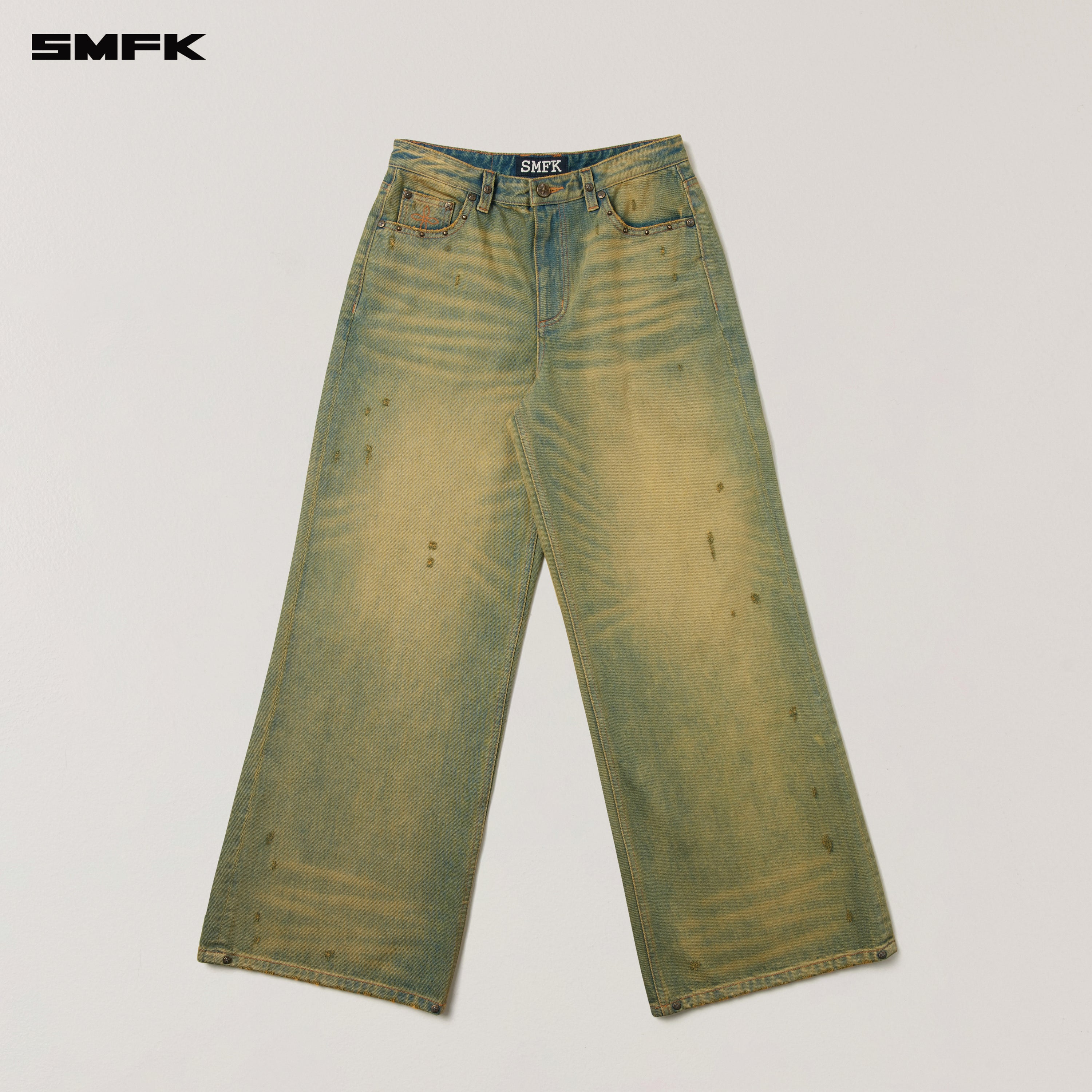 COMPASS WILD HORSE LOOSE DENIM PANTS CHEESE