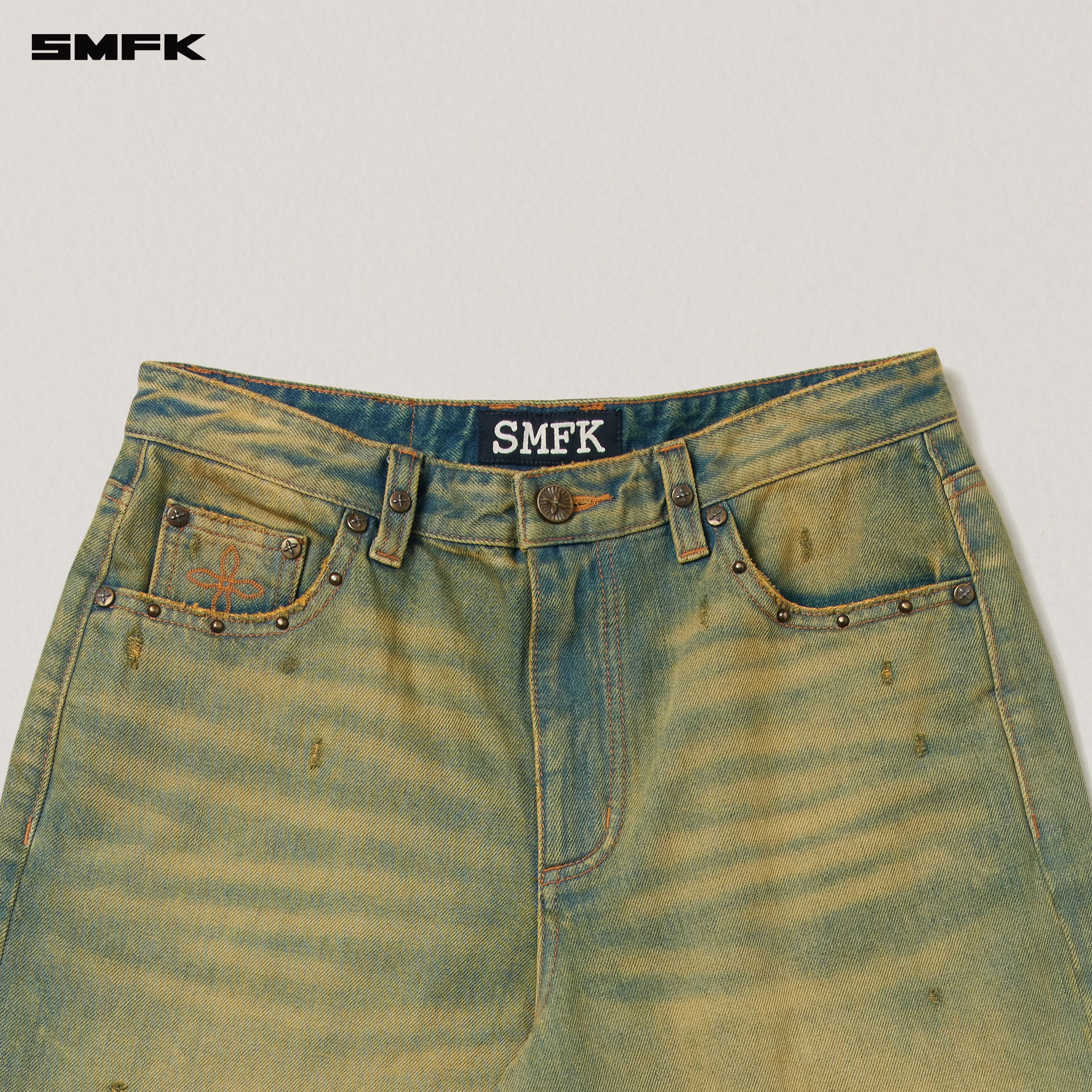 COMPASS WILD HORSE LOOSE DENIM PANTS CHEESE