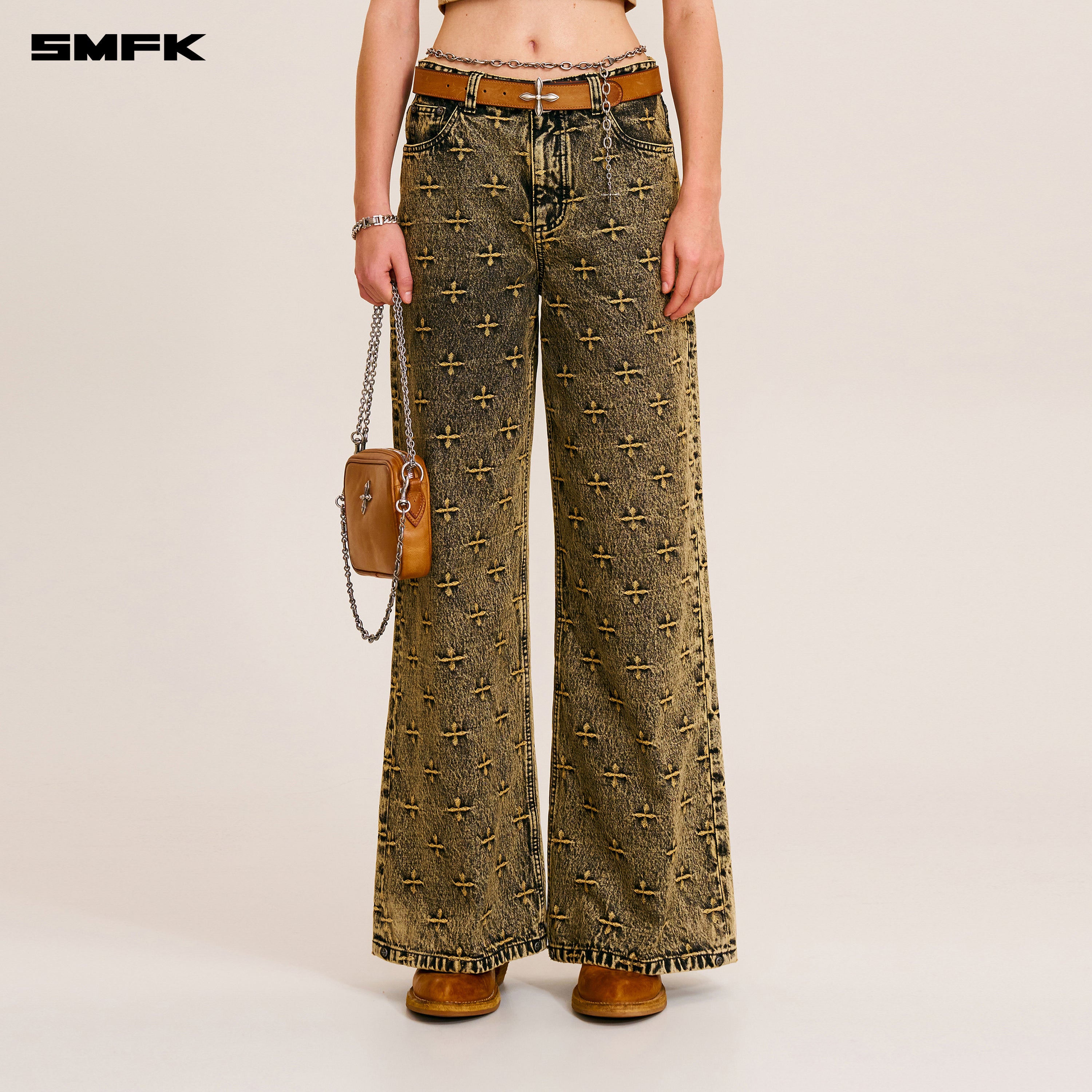 COMPASS STORM GARDEN CLASSIC WIDE LEG JEANS STORM GARDEN (YELLOW)