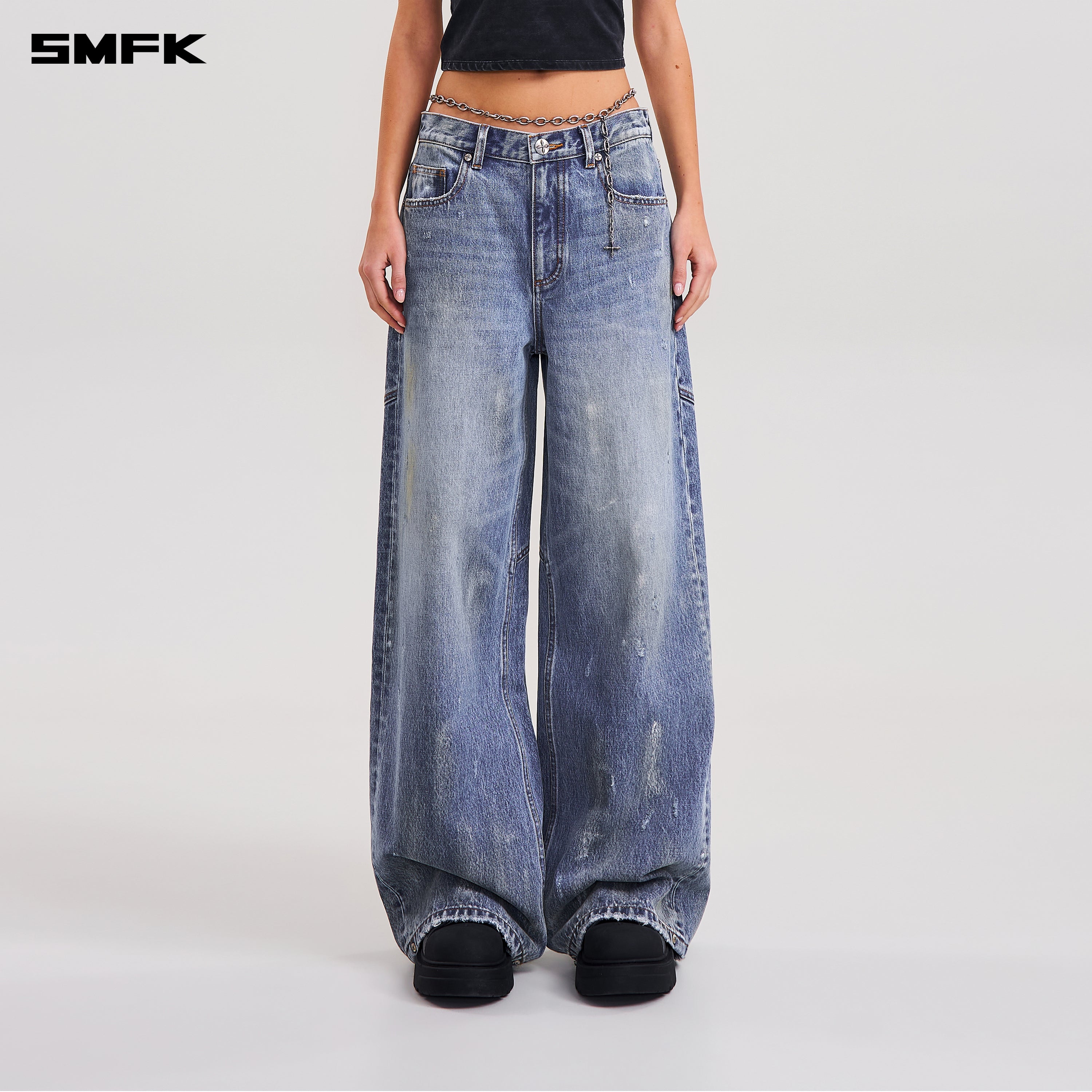 COMPASS MODE TIDE TOWER DENIM PANTS MARINE BLUE