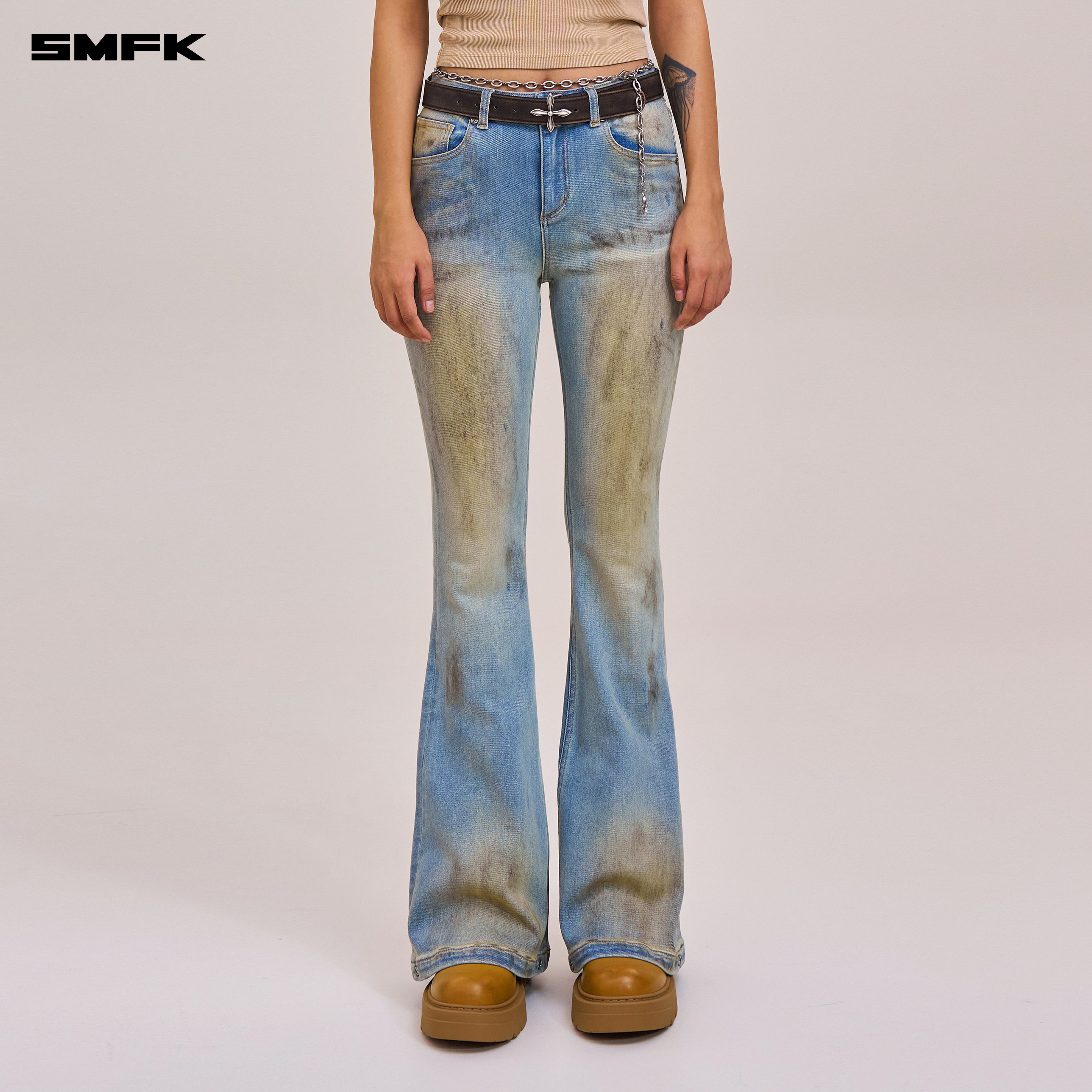 COMPASS MODE WASTELAND HUNRRICANE HANDPAINTED DENIM PANTS