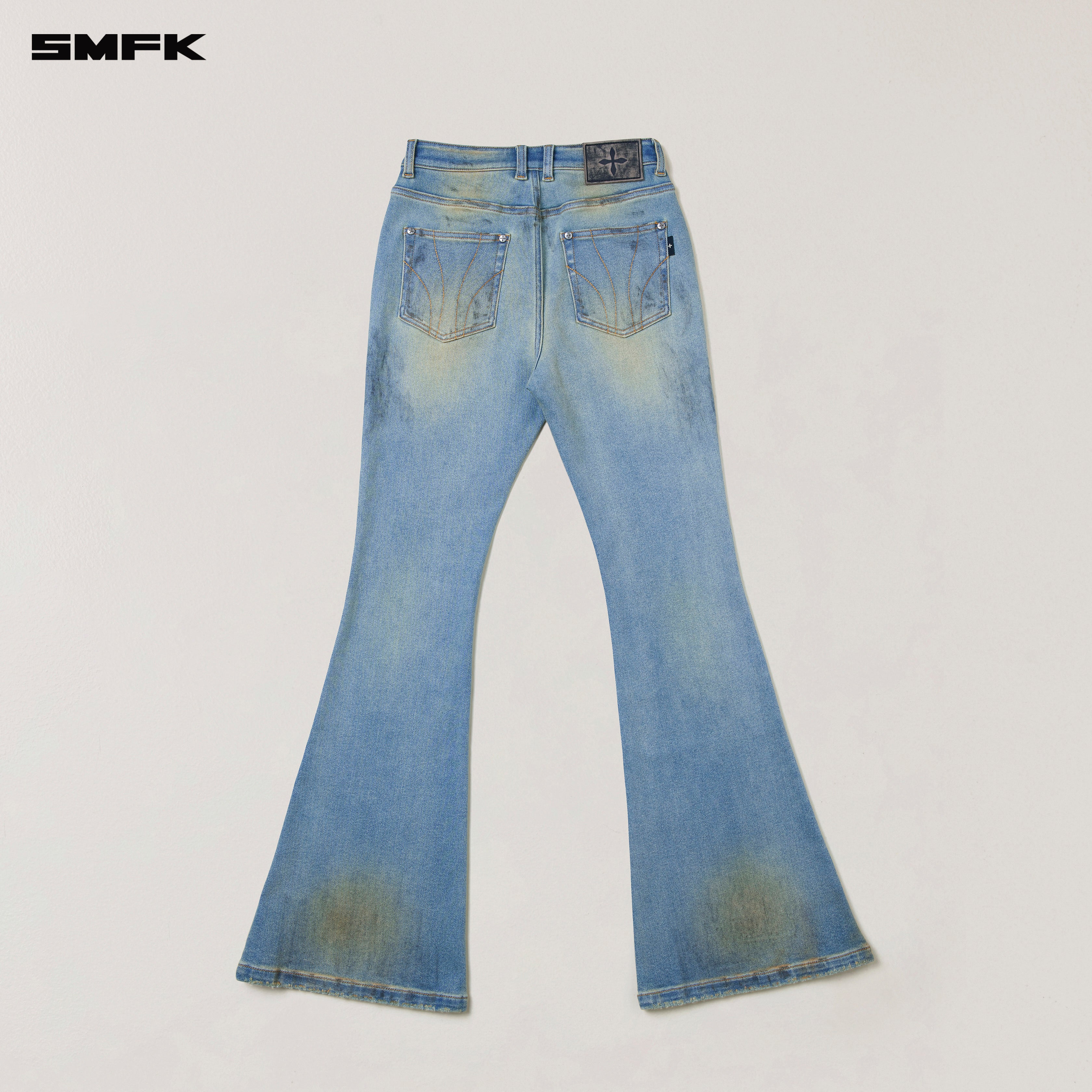 COMPASS MODE WASTELAND HUNRRICANE HANDPAINTED DENIM PANTS WILD SKY