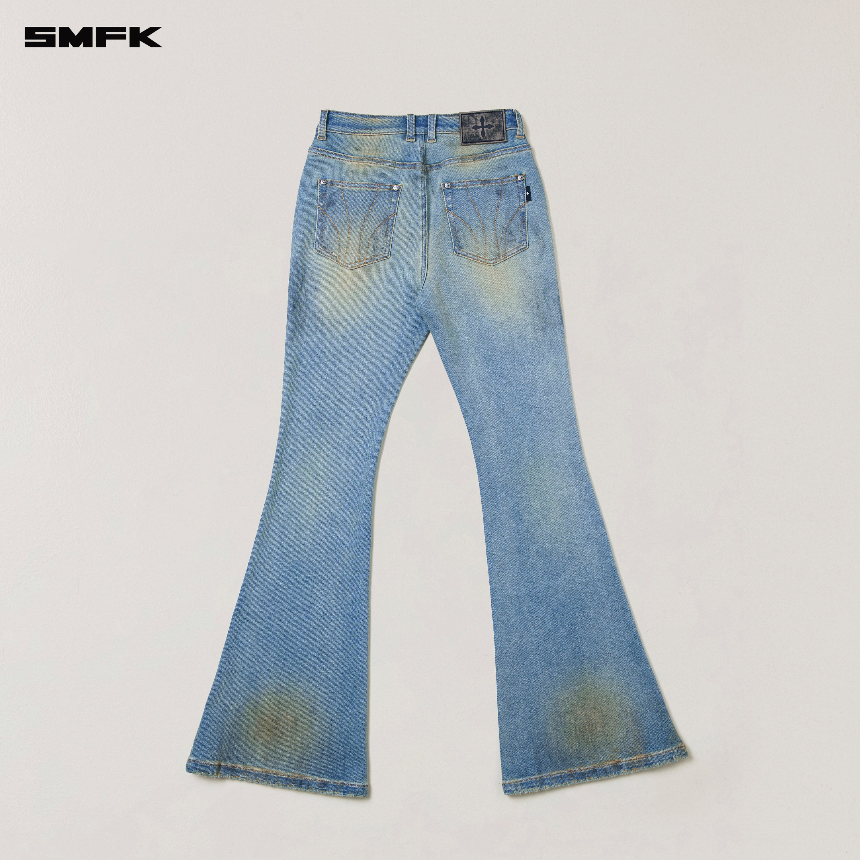 COMPASS MODE WASTELAND HUNRRICANE HANDPAINTED DENIM PANTS WILD SKY BLUE