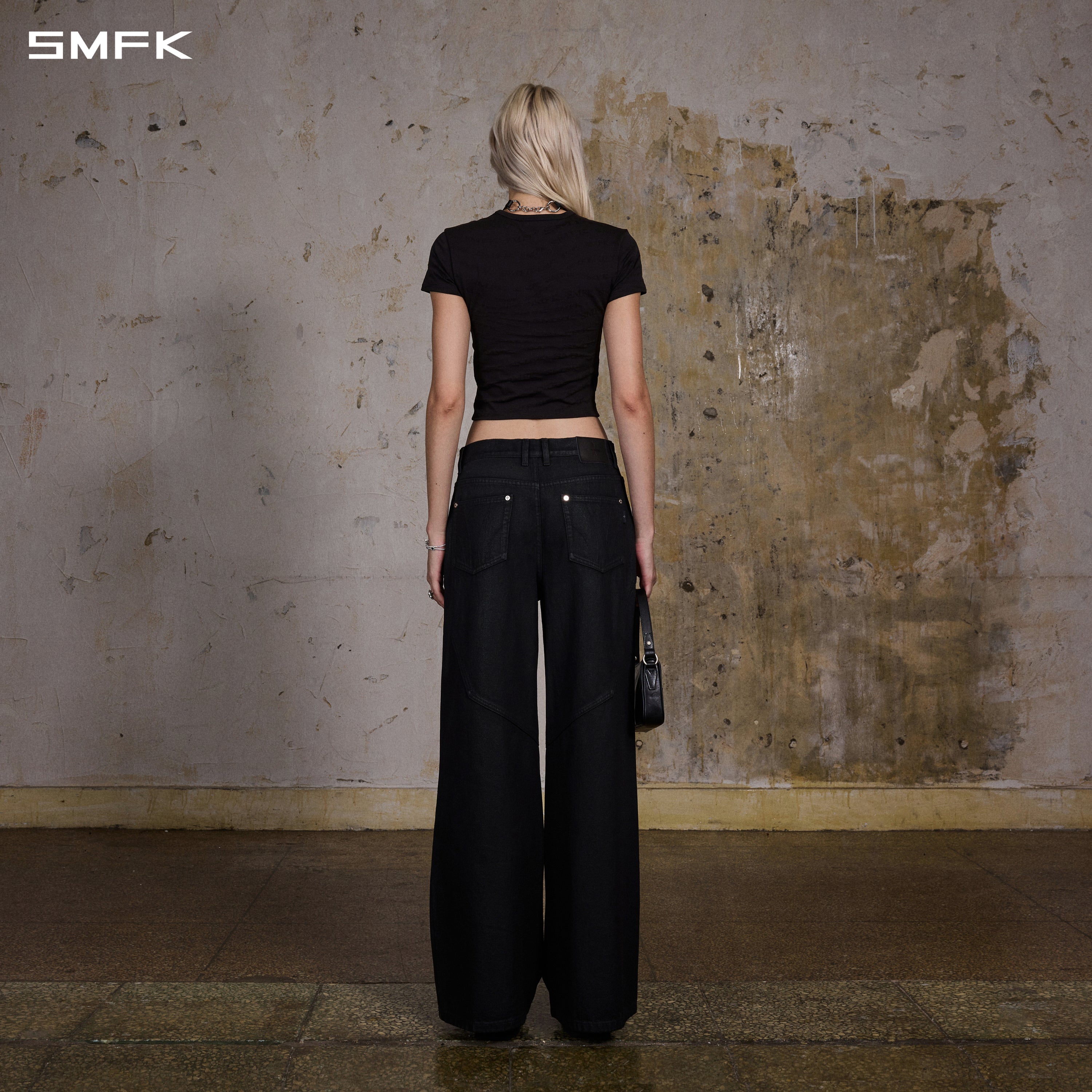 MIRAGE MODE FLARED DENIM PANTS/COTTON/W INK BLACK