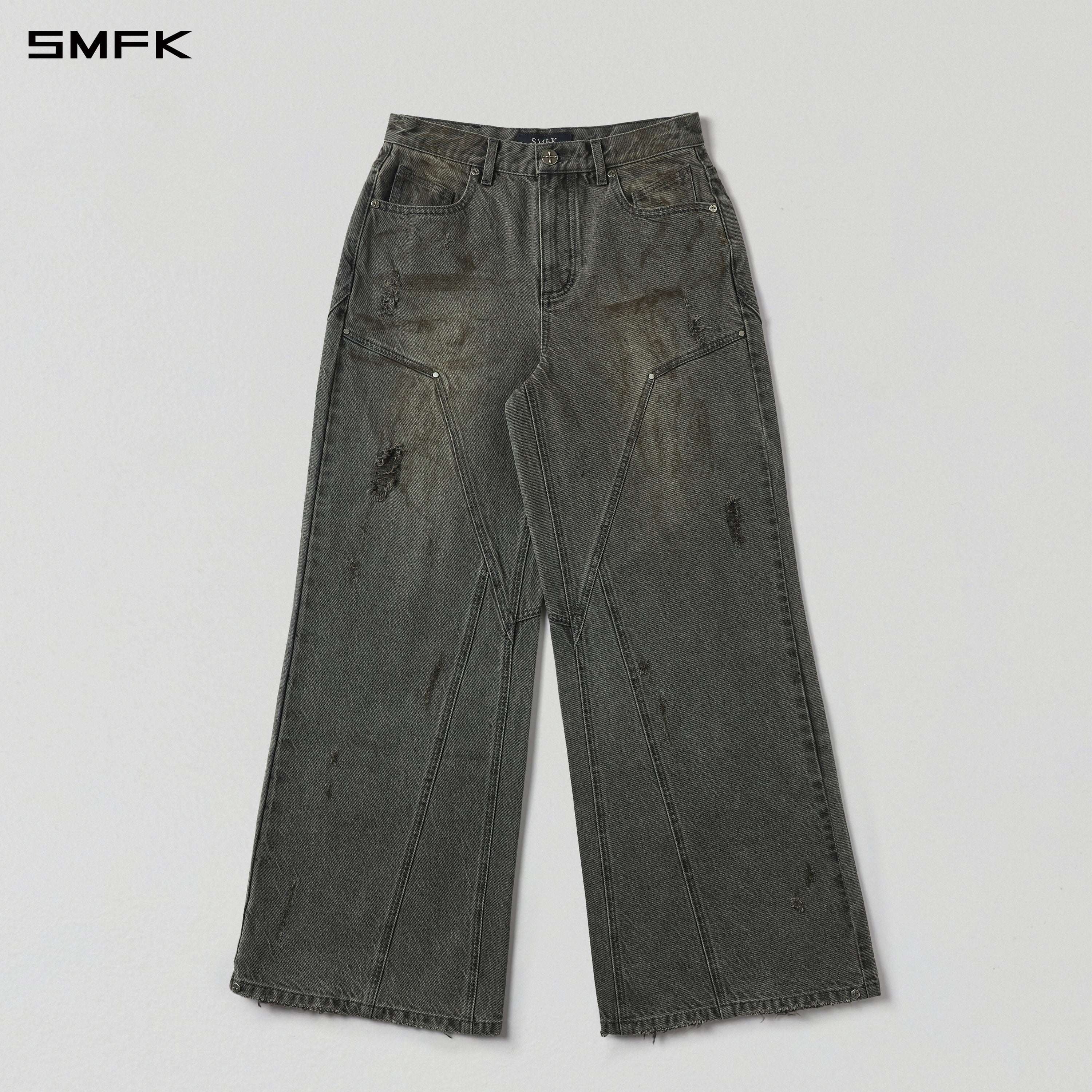 MIRAGE MODE FLARED DENIM PANTS/COTTON/W STORM GREY
