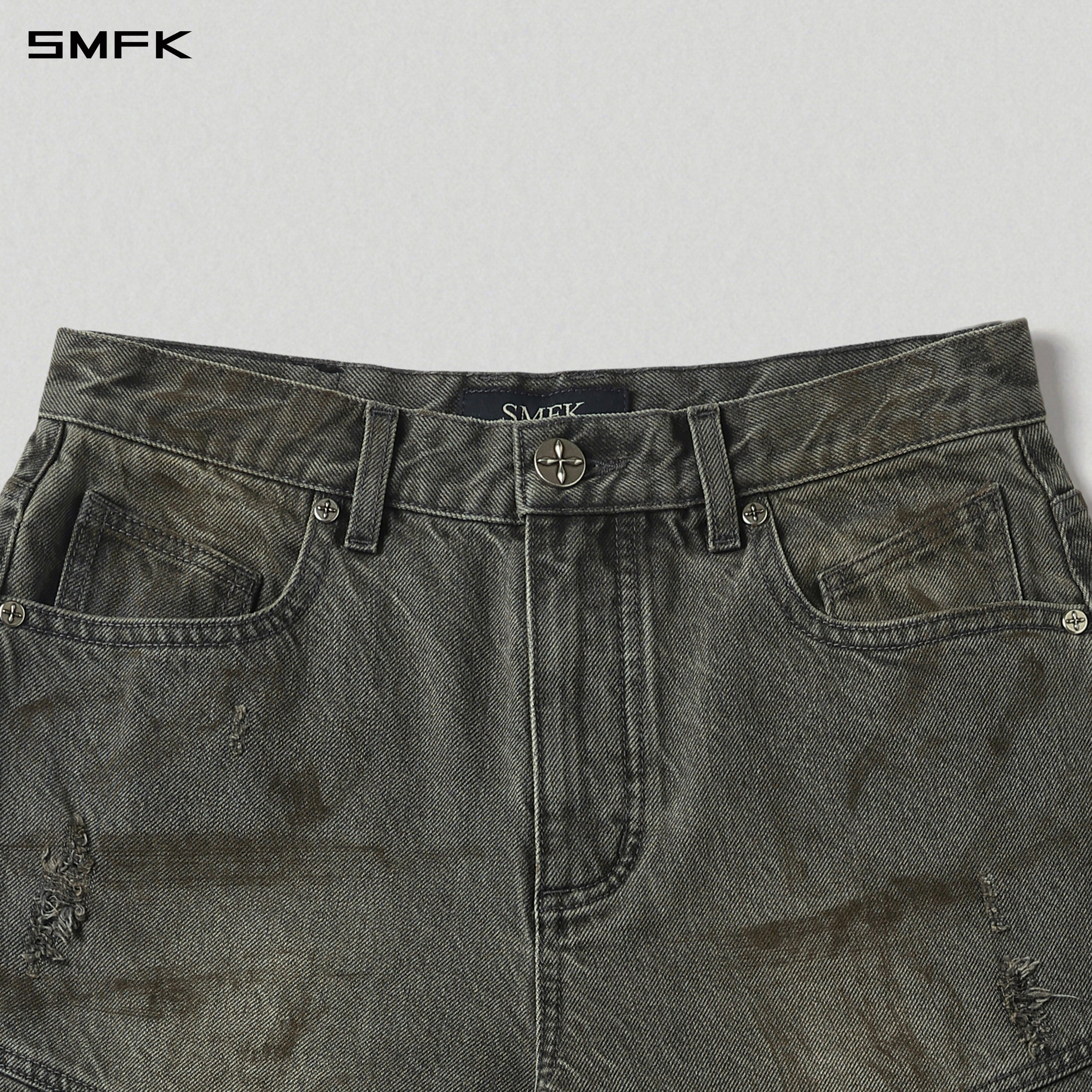 MIRAGE MODE FLARED DENIM PANTS/COTTON/W STORM GREY