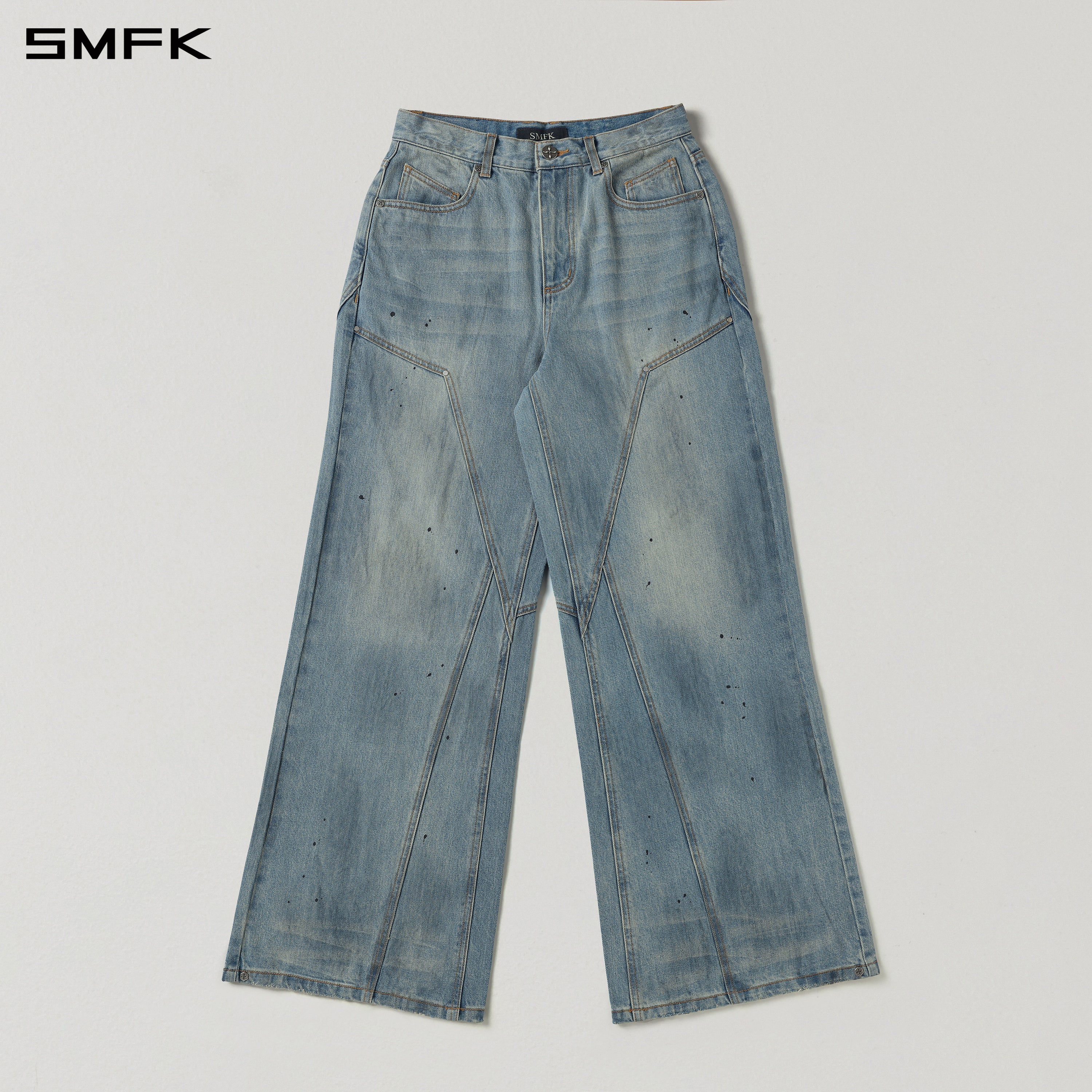 MIRAGE MODE FLARED DENIM PANTS/COTTON/W SKY BLUE