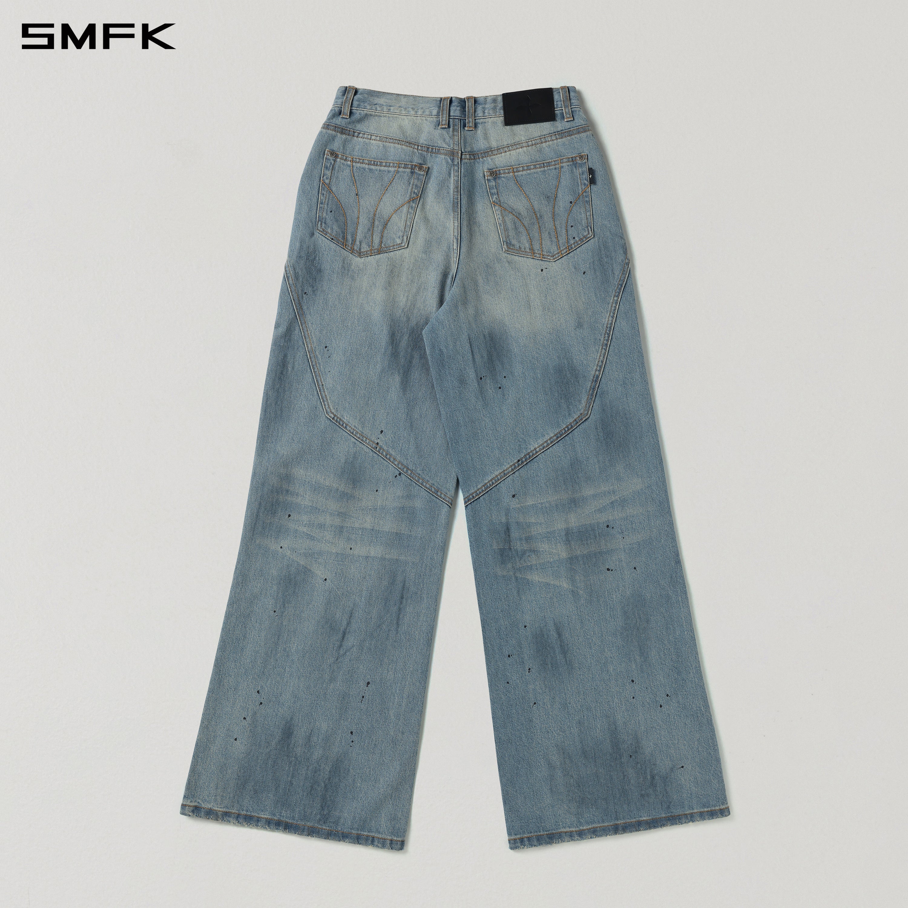 MIRAGE MODE FLARED DENIM PANTS/COTTON/W SKY BLUE