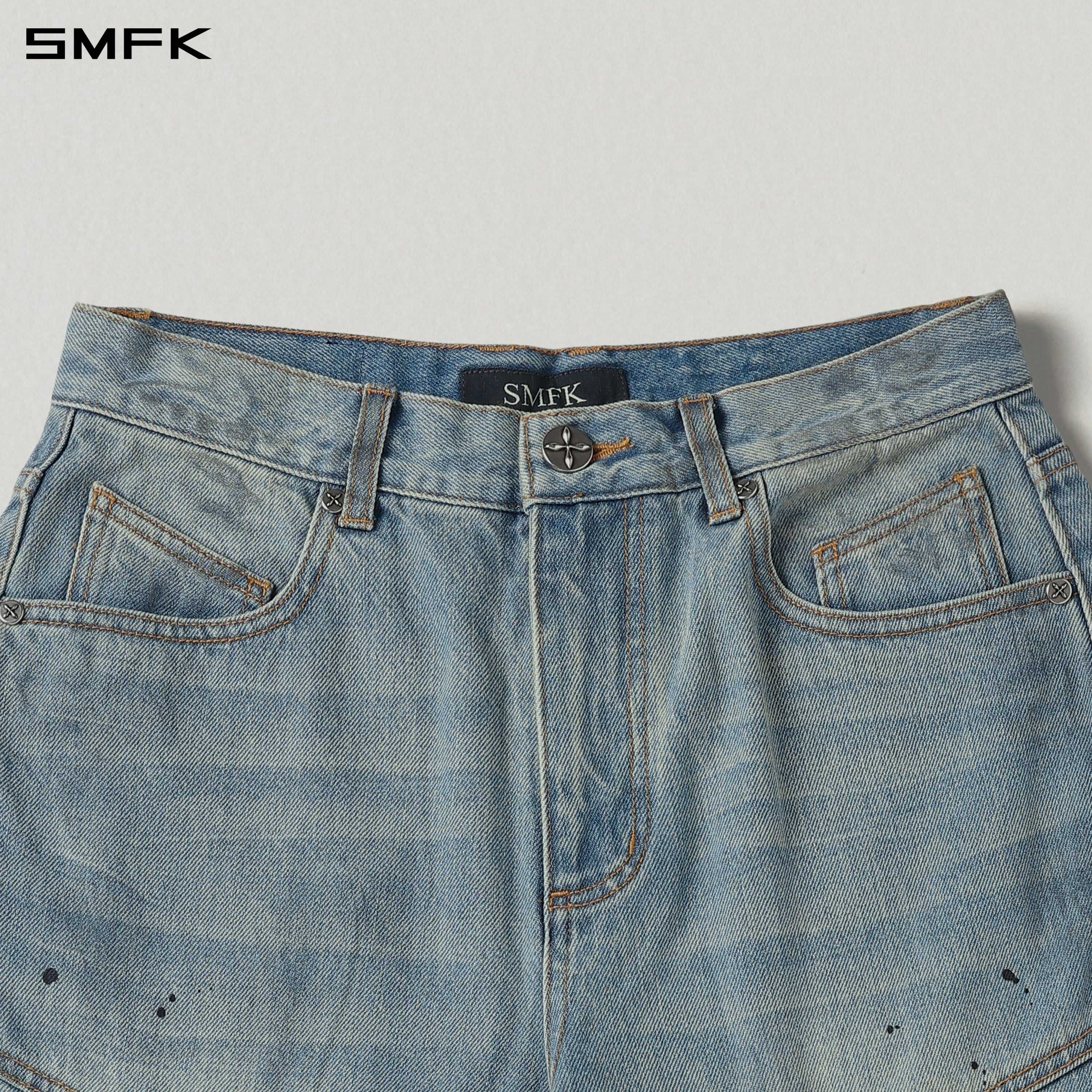 MIRAGE MODE FLARED DENIM PANTS/COTTON/W SKY BLUE