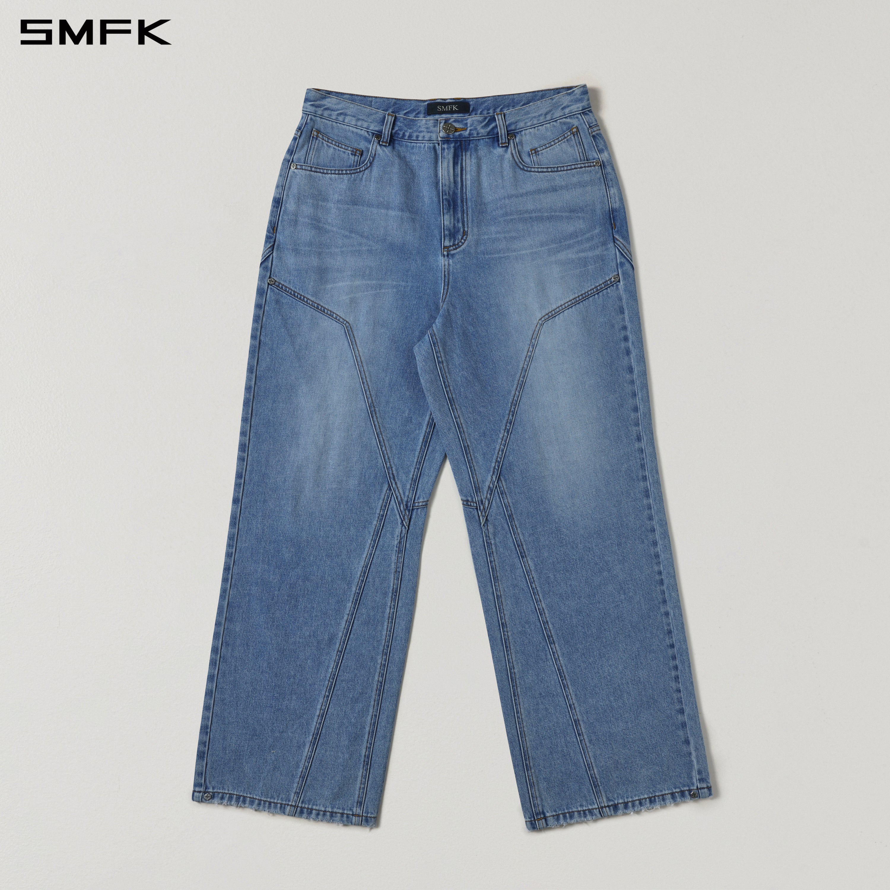 MIRAGE MODE FLARED DENIM PANTS/COTTON/W SKY BLUE