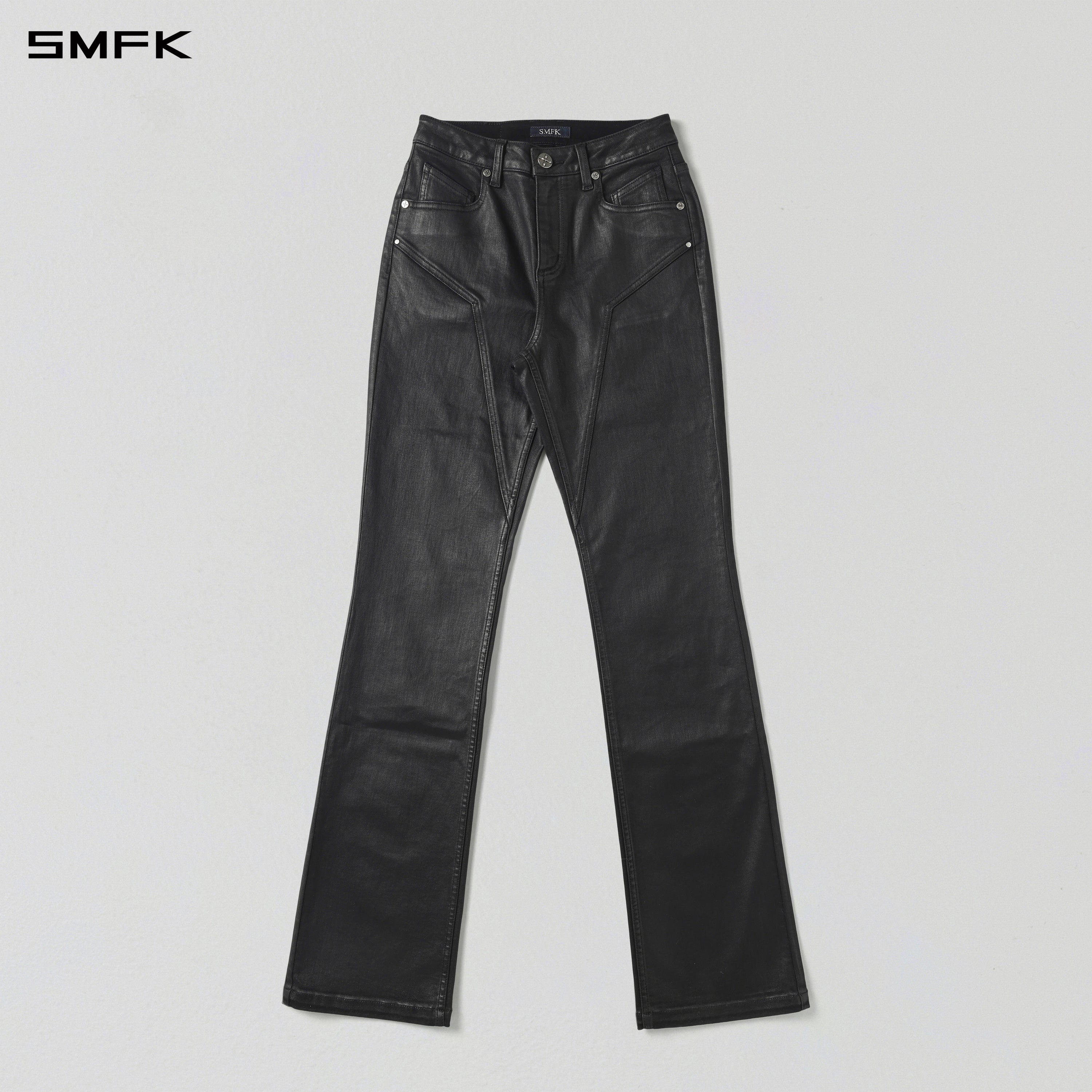 MIRAGE PRISM OVERLENGTH STRT DENIM PANTS/COTTON+T400SPANDEX/W INK BLACK