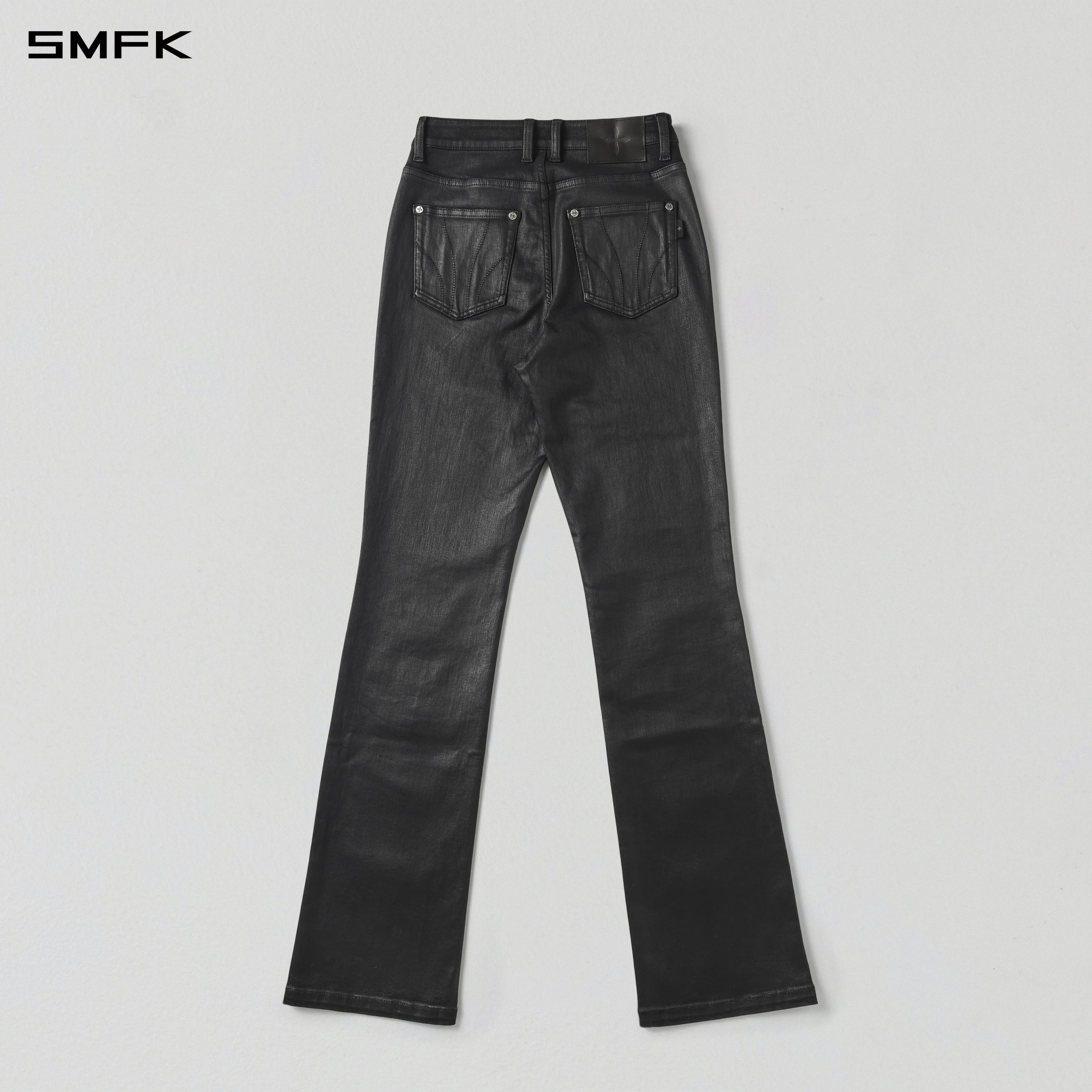 MIRAGE PRISM OVERLENGTH STRT DENIM PANTS/COTTON+T400SPANDEX/W INK BLACK