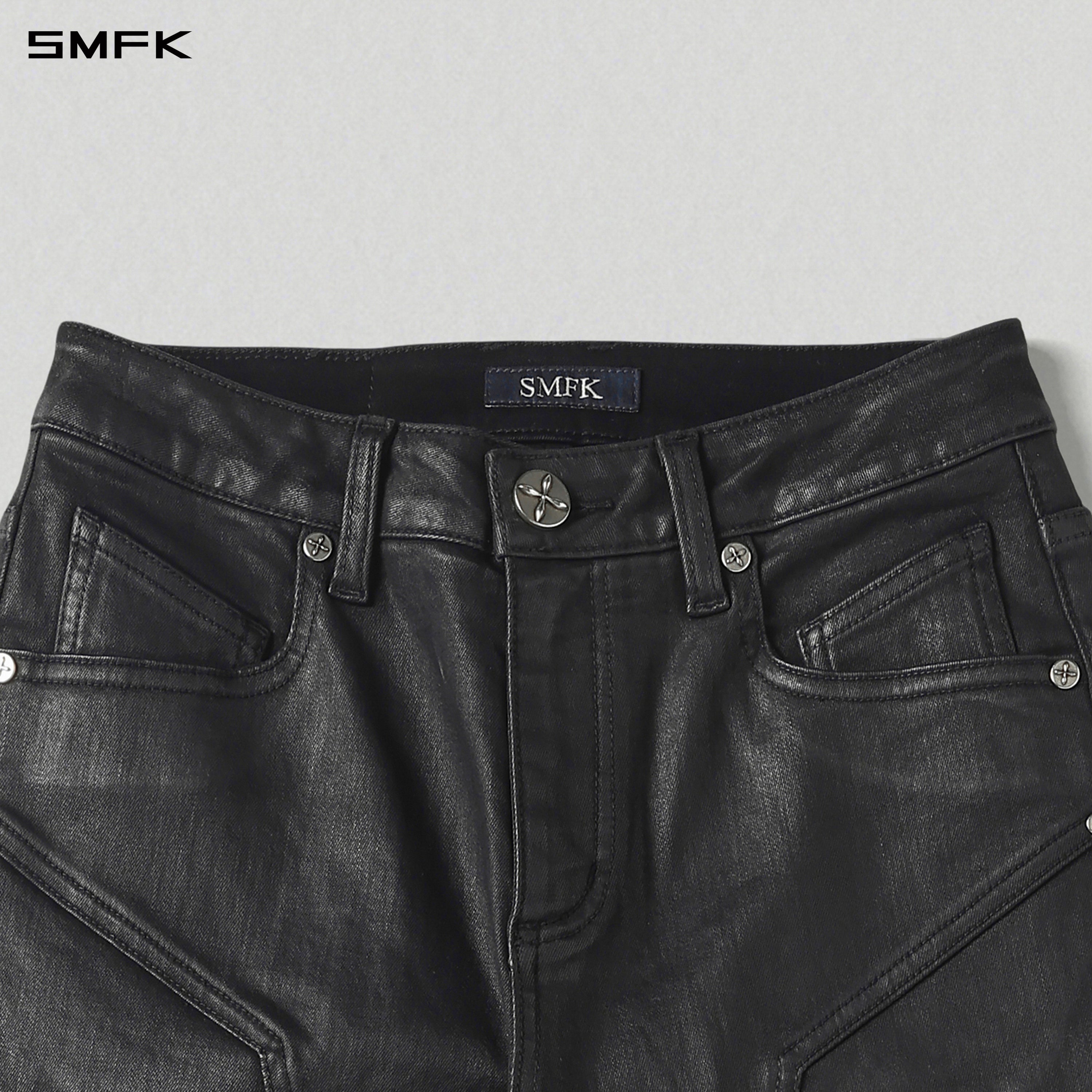 MIRAGE PRISM OVERLENGTH STRT DENIM PANTS/COTTON+T400SPANDEX/W INK BLACK