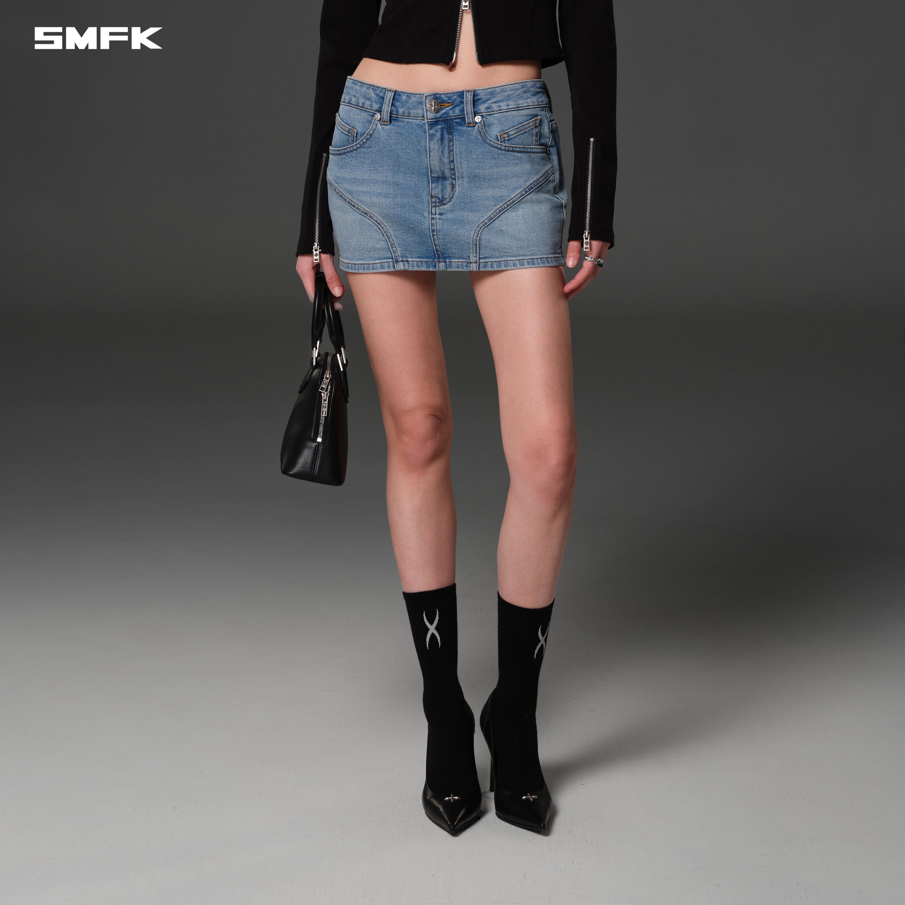 WILD MIRAGE SKINNY DENIM DRESS/E-COTTON WILD BLUE