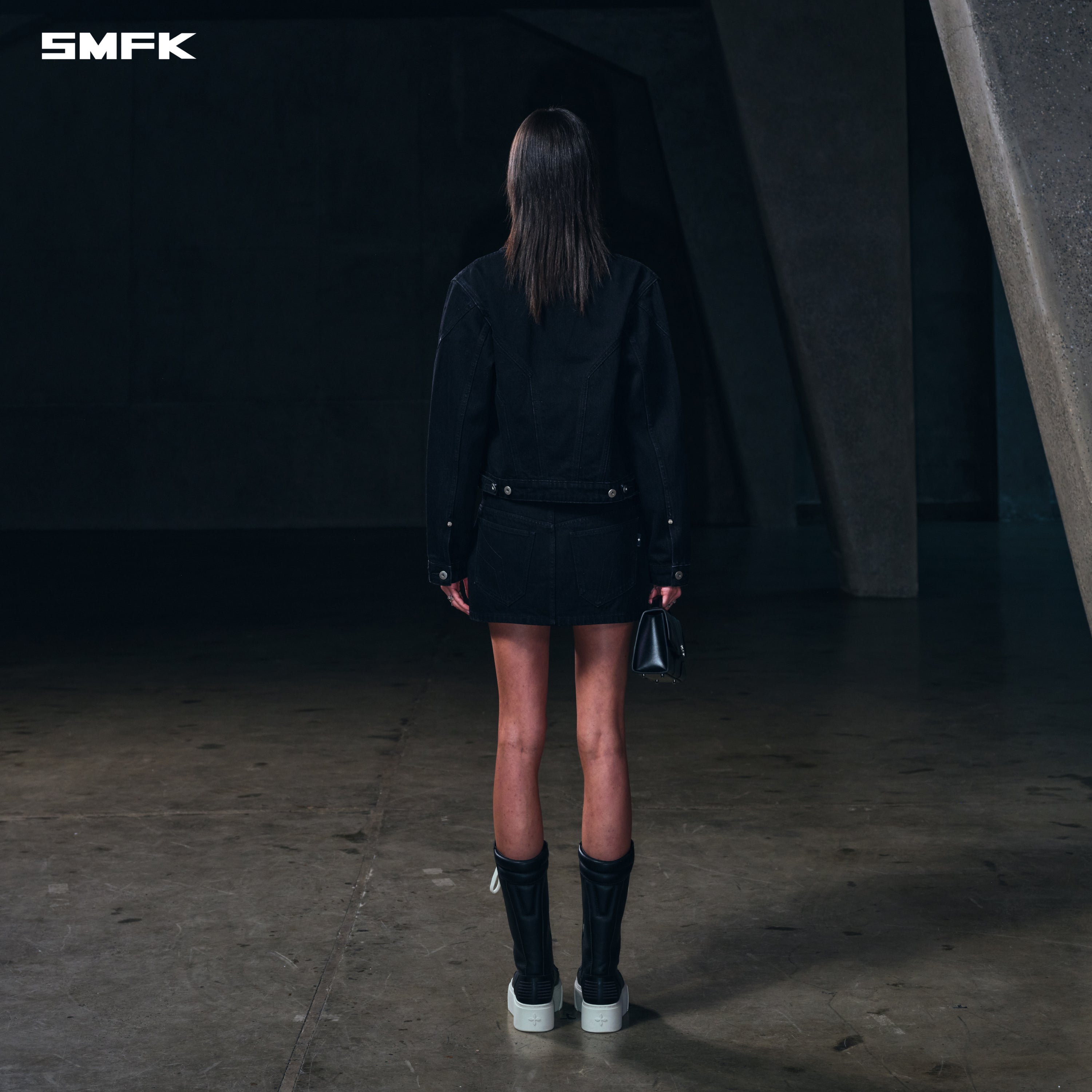 WILD MIRAGE SKINNY DENIM DRESS/COTTON WILD BLACK