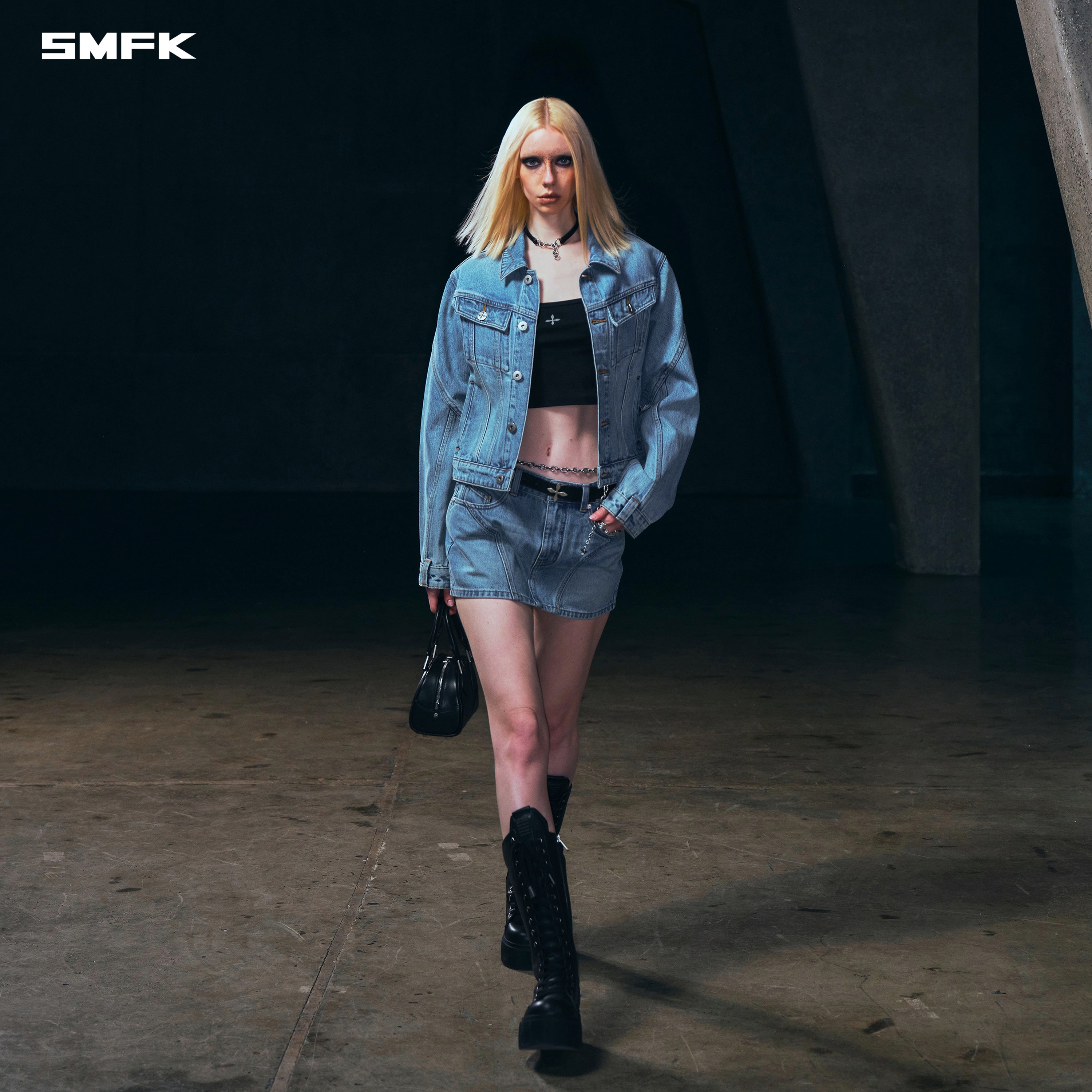 WILD MIRAGE SKINNY DENIM DRESS/COTTON WILD BLUE