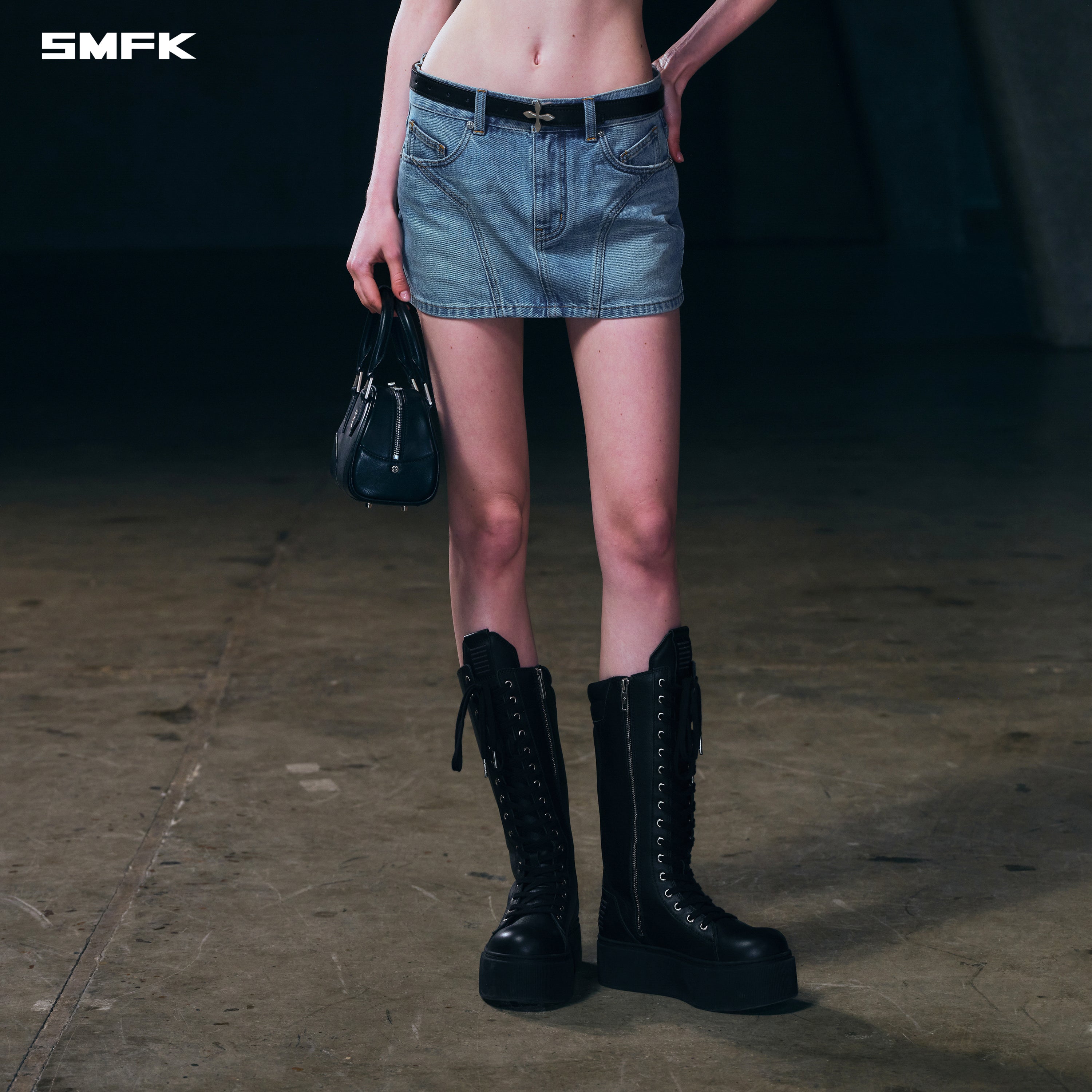 WILD MIRAGE SKINNY DENIM DRESS/COTTON WILD BLUE