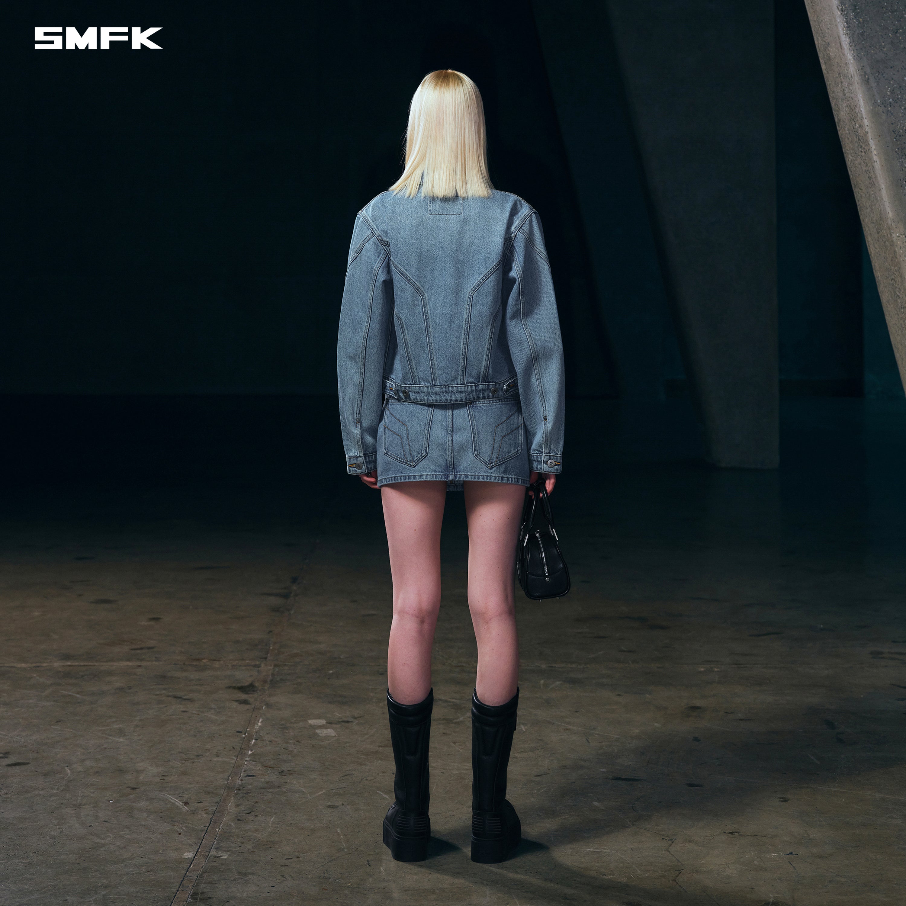 WILD MIRAGE SKINNY DENIM DRESS/COTTON WILD BLUE