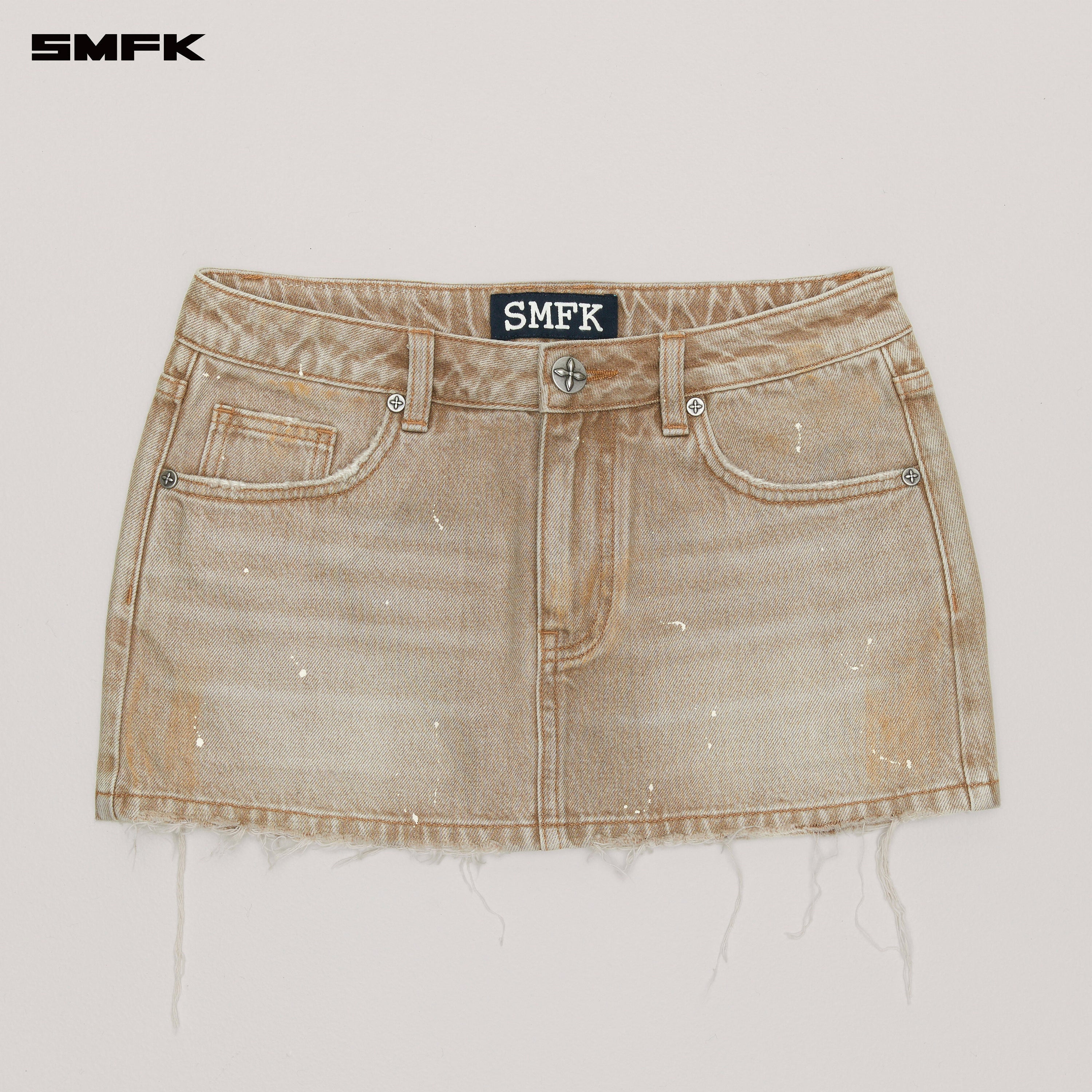 RAGE WILD HANDCRAFT DENIM SKIRT WILD COWBOY BROWN