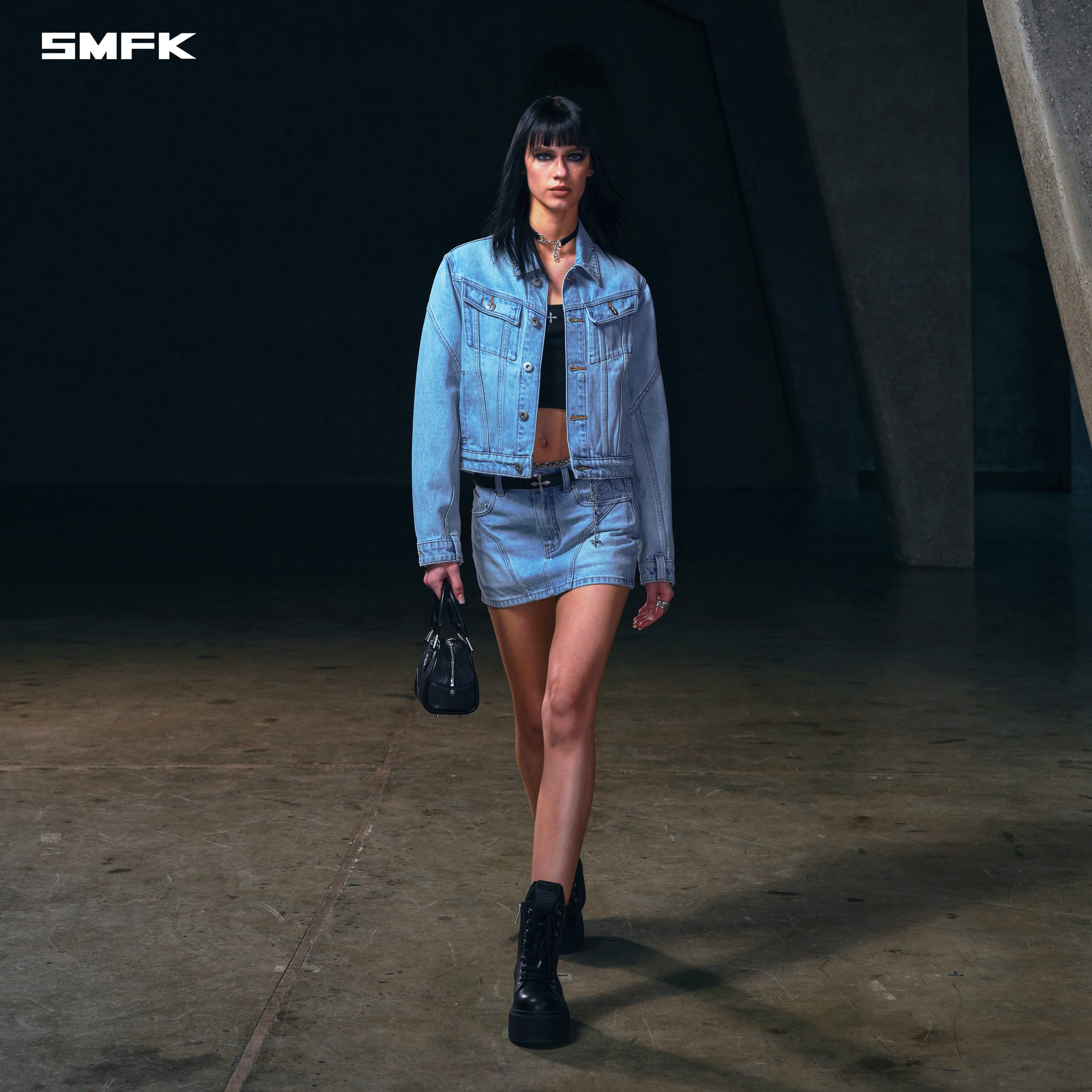 WILD MIRAGE SKINNY DENIM DRESS/COTTON WILD SKY BLUE