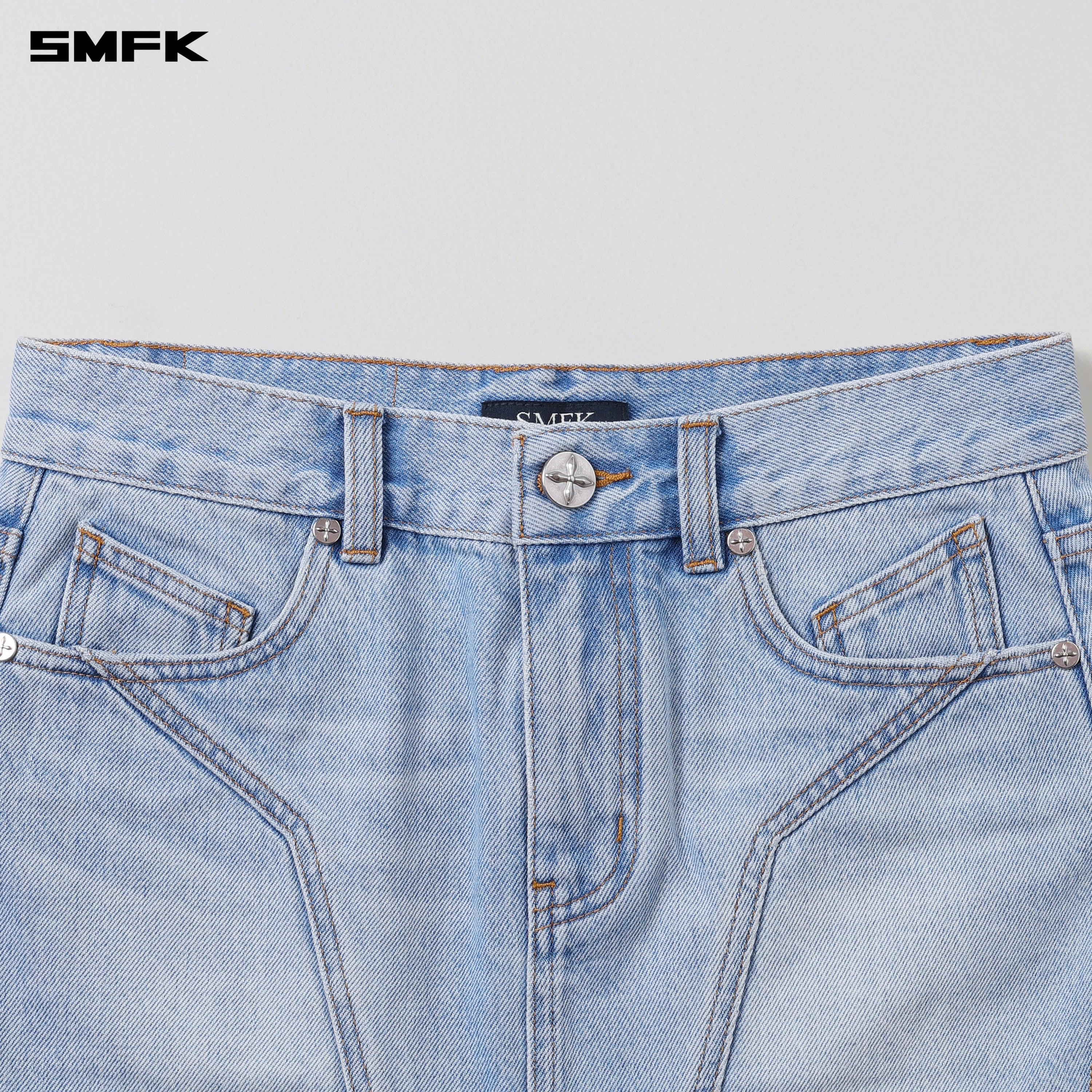 WILD MIRAGE SKINNY DENIM DRESS/COTTON WILD SKY BLUE