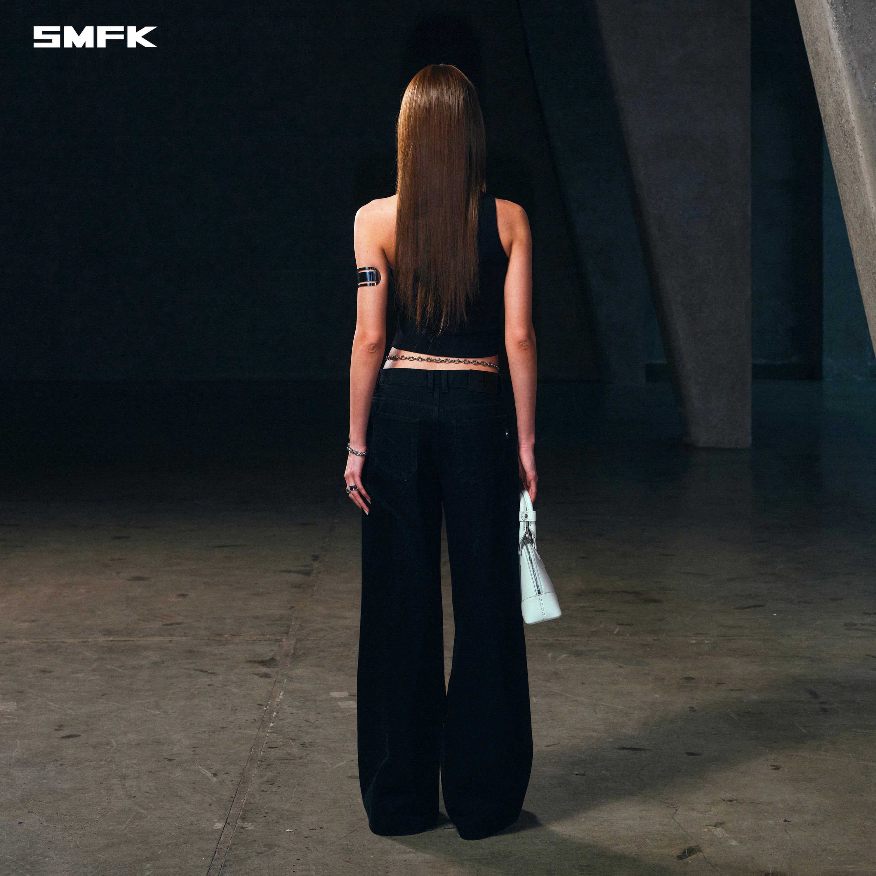 WILD MIRAGE TOWER DENIM PANTS/COTTON WILD BLACK