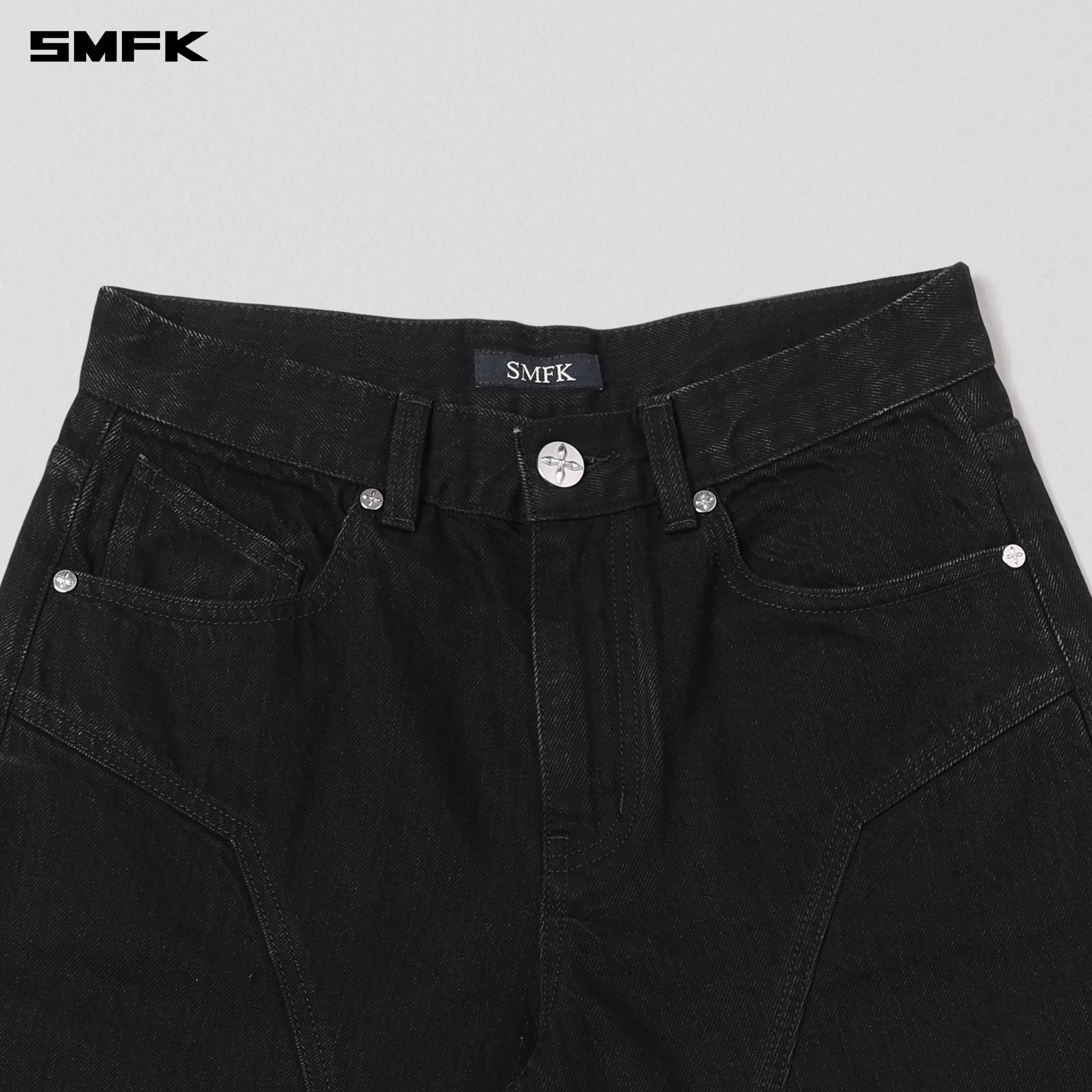 WILD MIRAGE TOWER DENIM PANTS/COTTON WILD BLACK