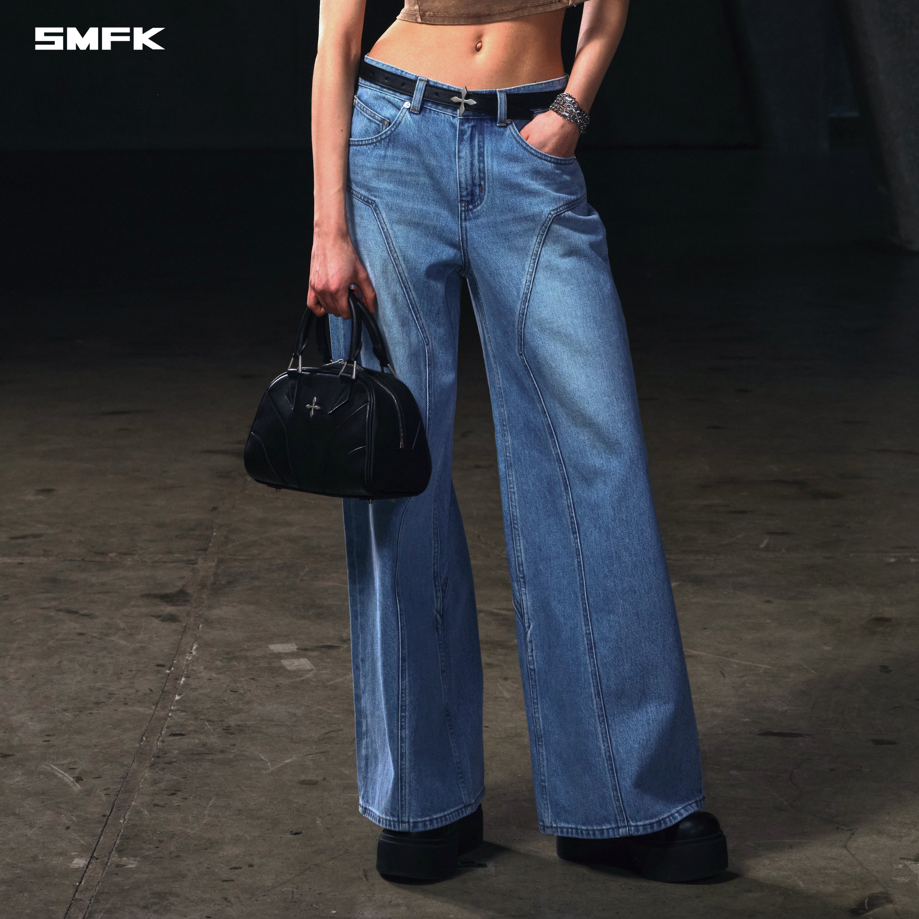 WILD MIRAGE TOWER DENIM PANTS/COTTON WILD BLUE