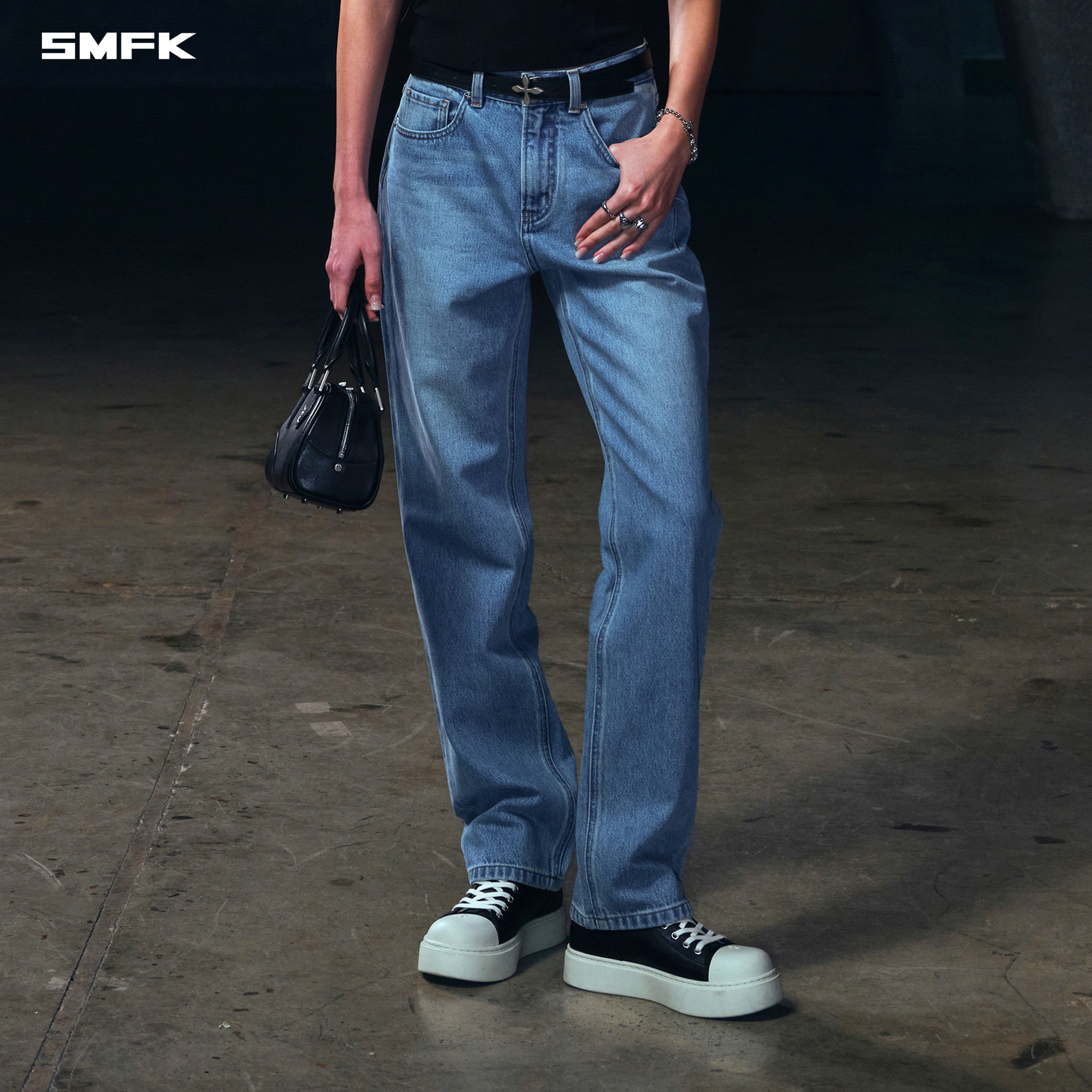 PERMANENT STRT-S DENIM PANTS/COTTON WILD BLUE