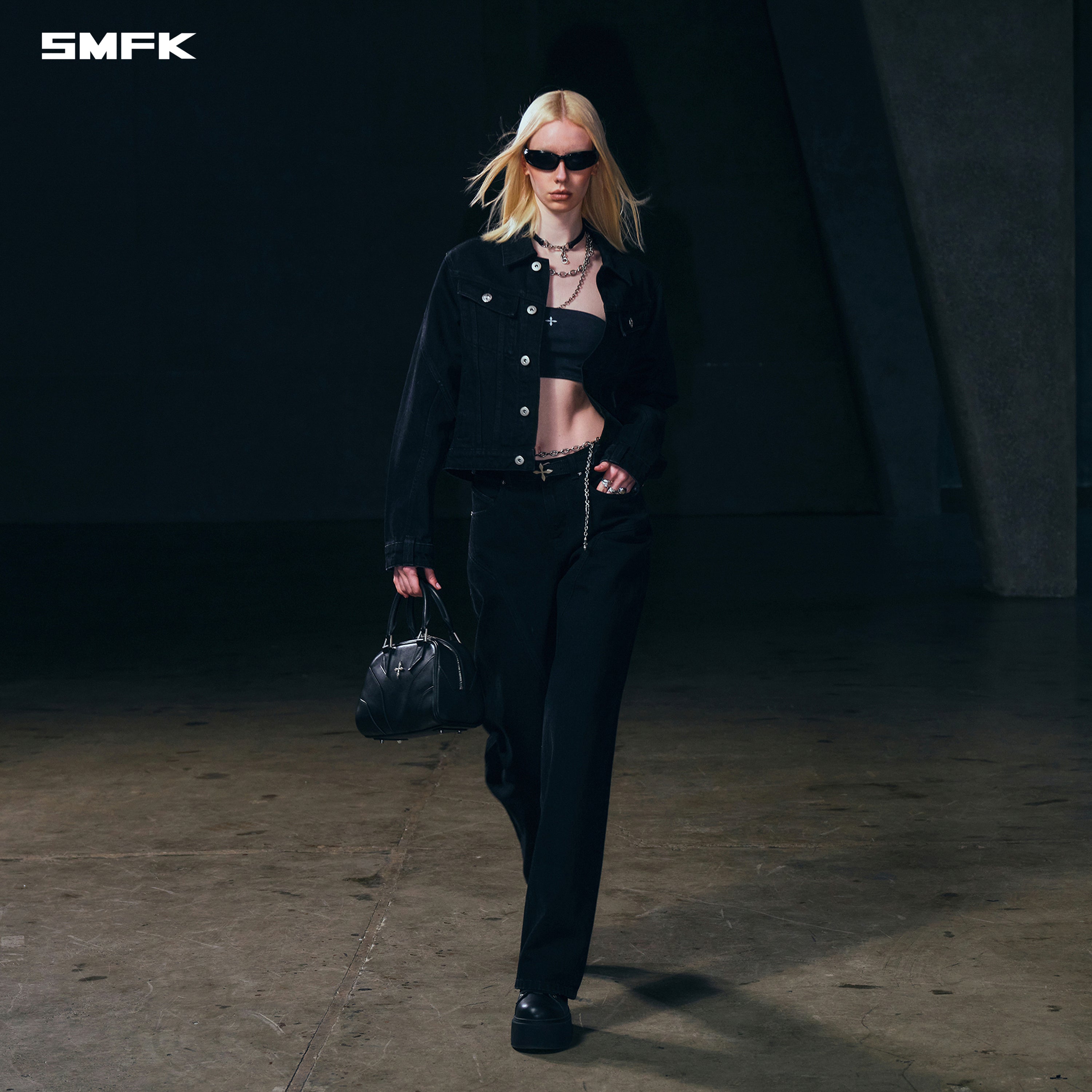 WILD MIRAGE LOOSE STRT DENIM PANTS/COTTON WILD BLACK