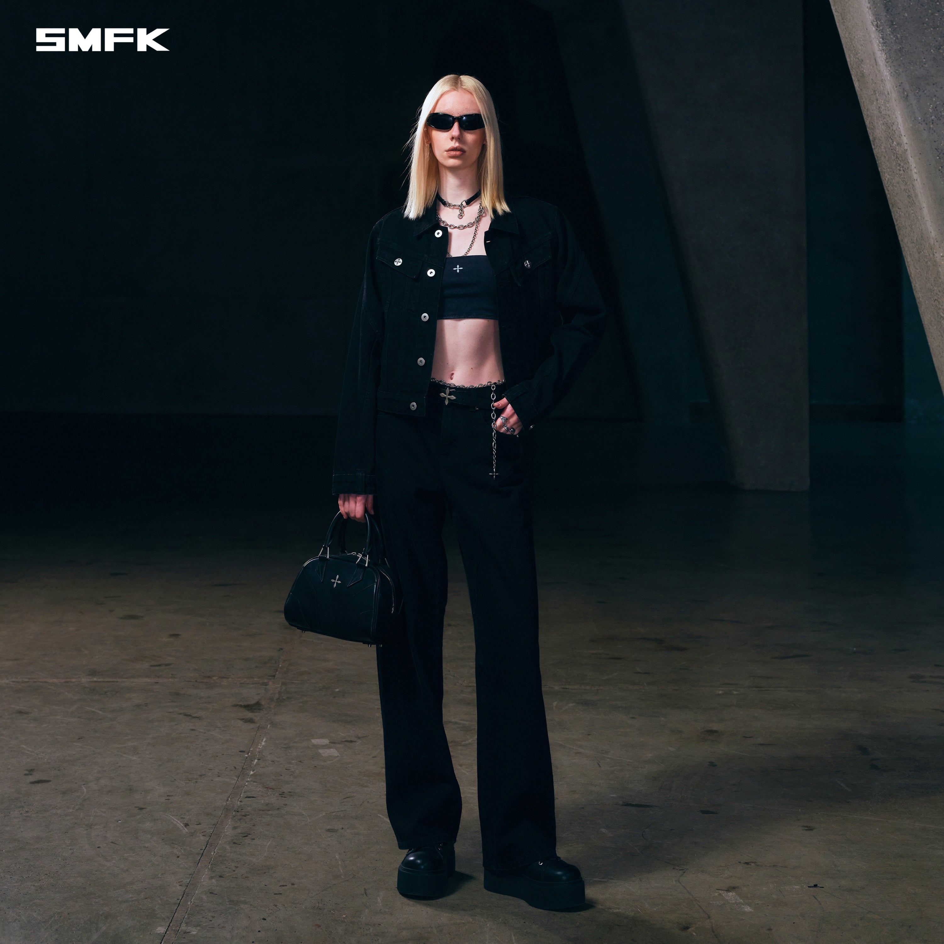 WILD MIRAGE LOOSE STRT DENIM PANTS/COTTON WILD BLACK