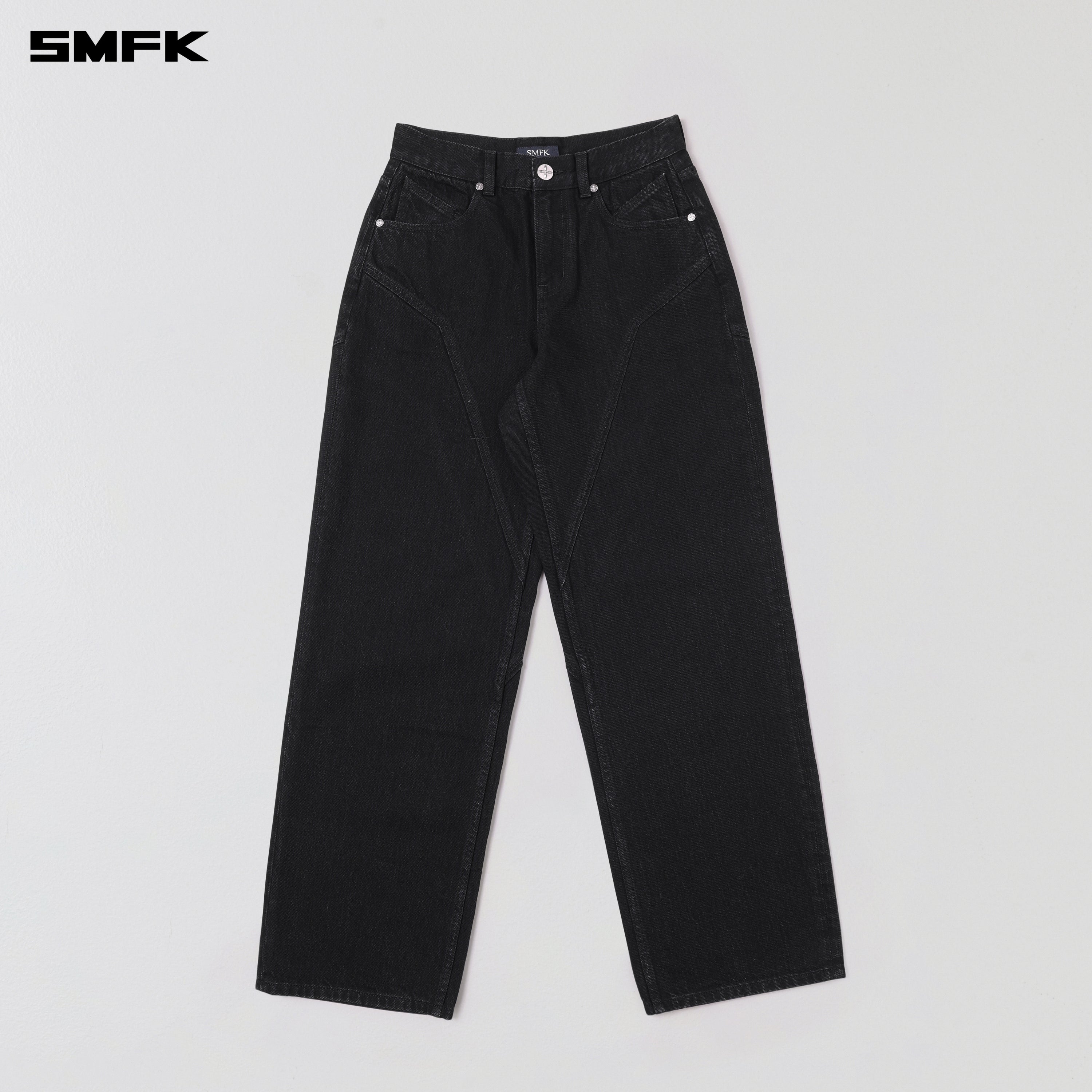 WILD MIRAGE LOOSE STRT DENIM PANTS/COTTON WILD BLACK