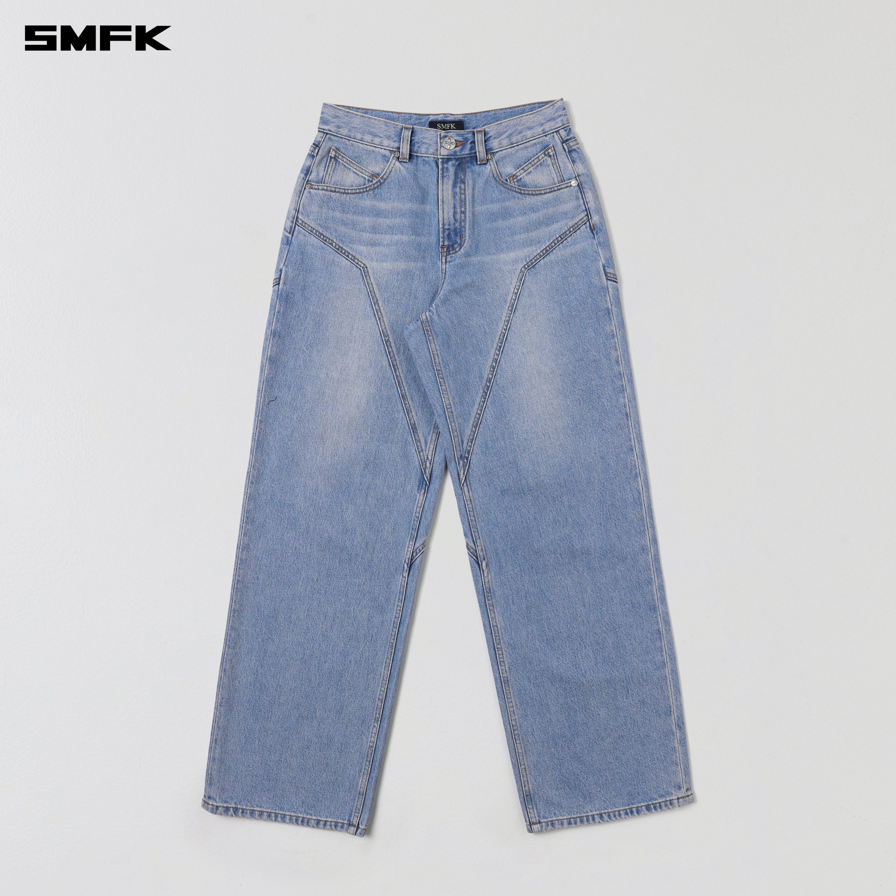 WILD MIRAGE LOOSE STRT DENIM PANTS/COTTON WILD BLUE