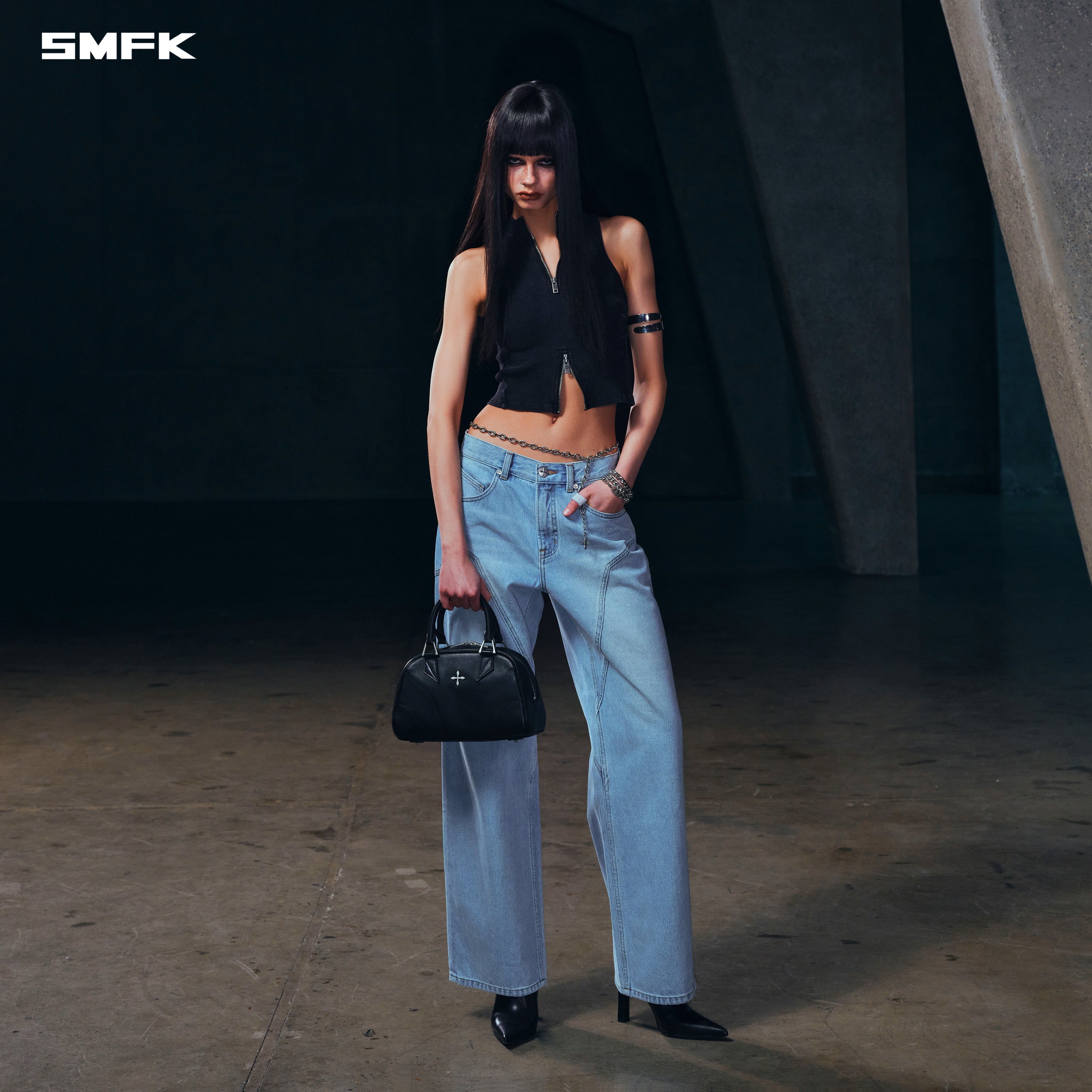 WILD MIRAGE LOOSE STRT DENIM PANTS/COTTON WILD SKY BLUE